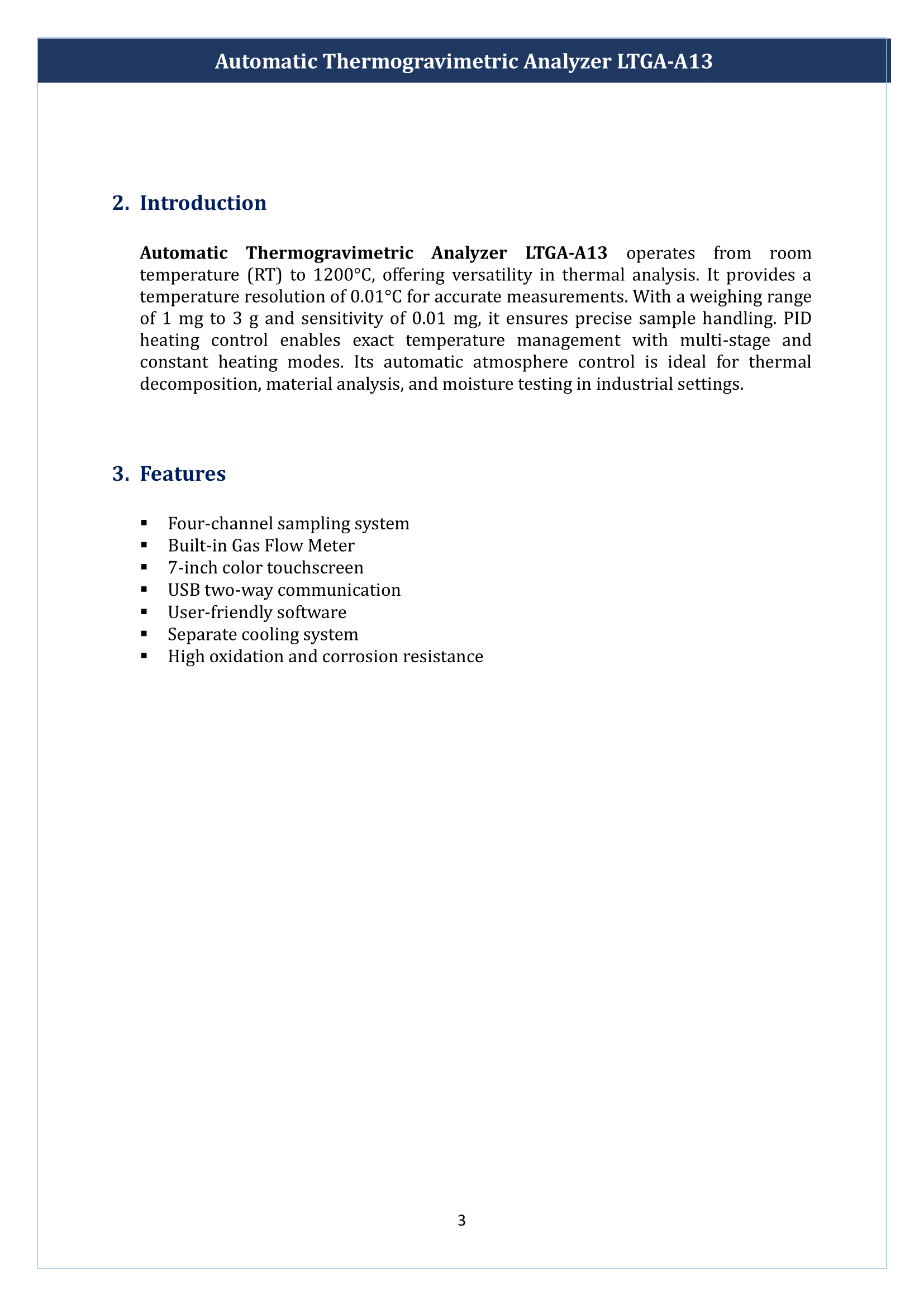 Automatic Thermogravimetric Analyzer LTGA-A13 Manual