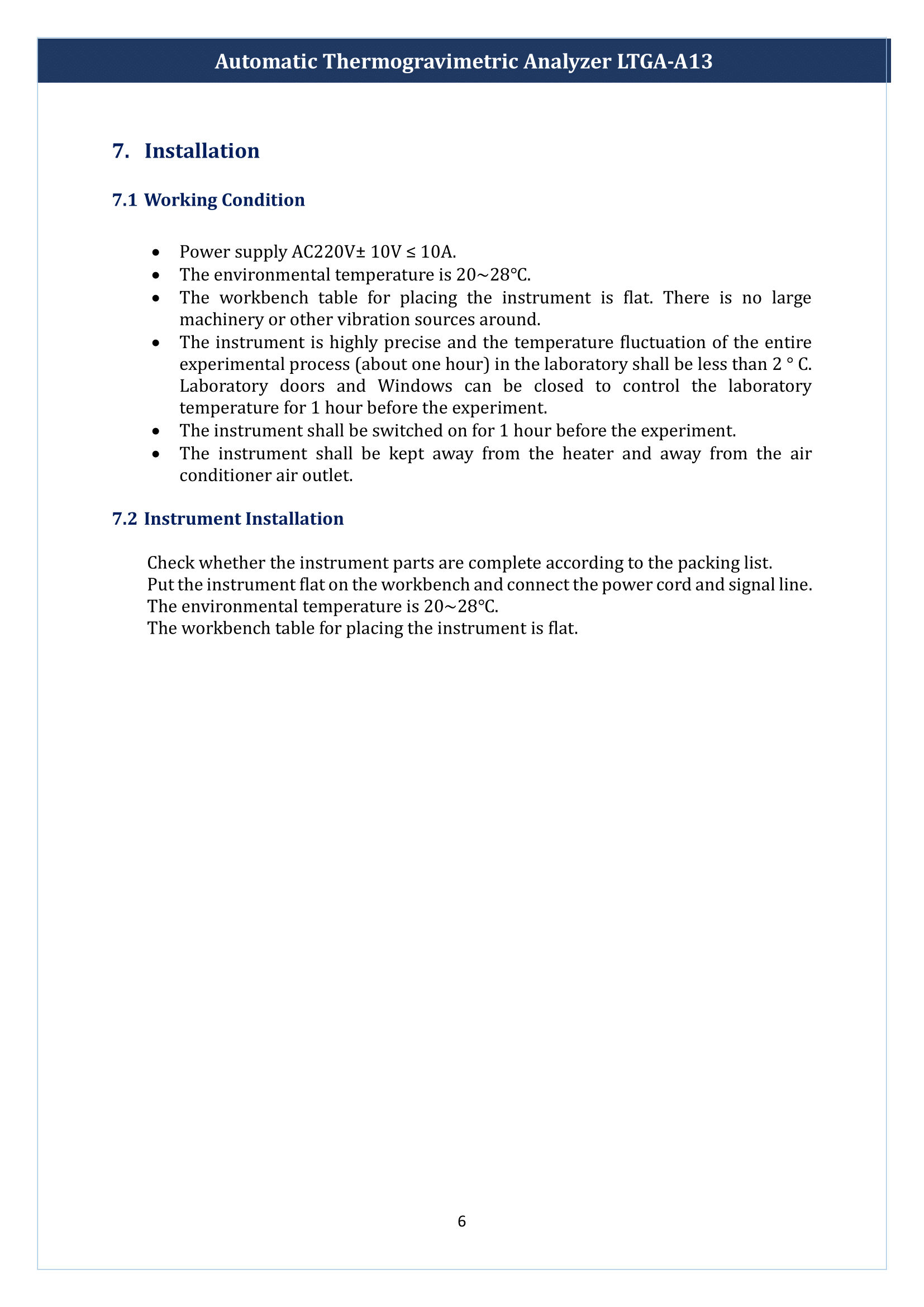 Automatic Thermogravimetric Analyzer LTGA-A13 Manual