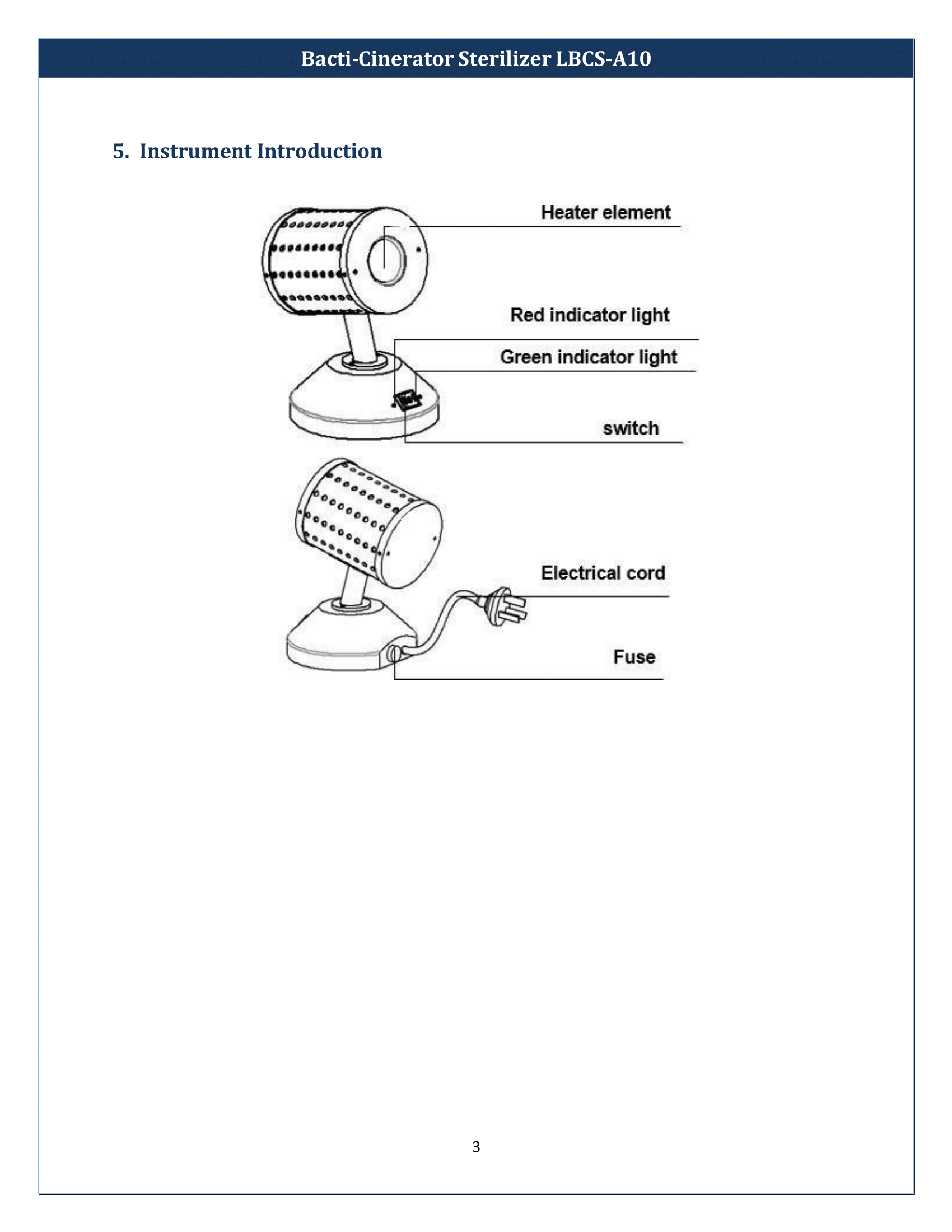 Bacti-Cinerator Sterilizer LBCS-A10 Manual