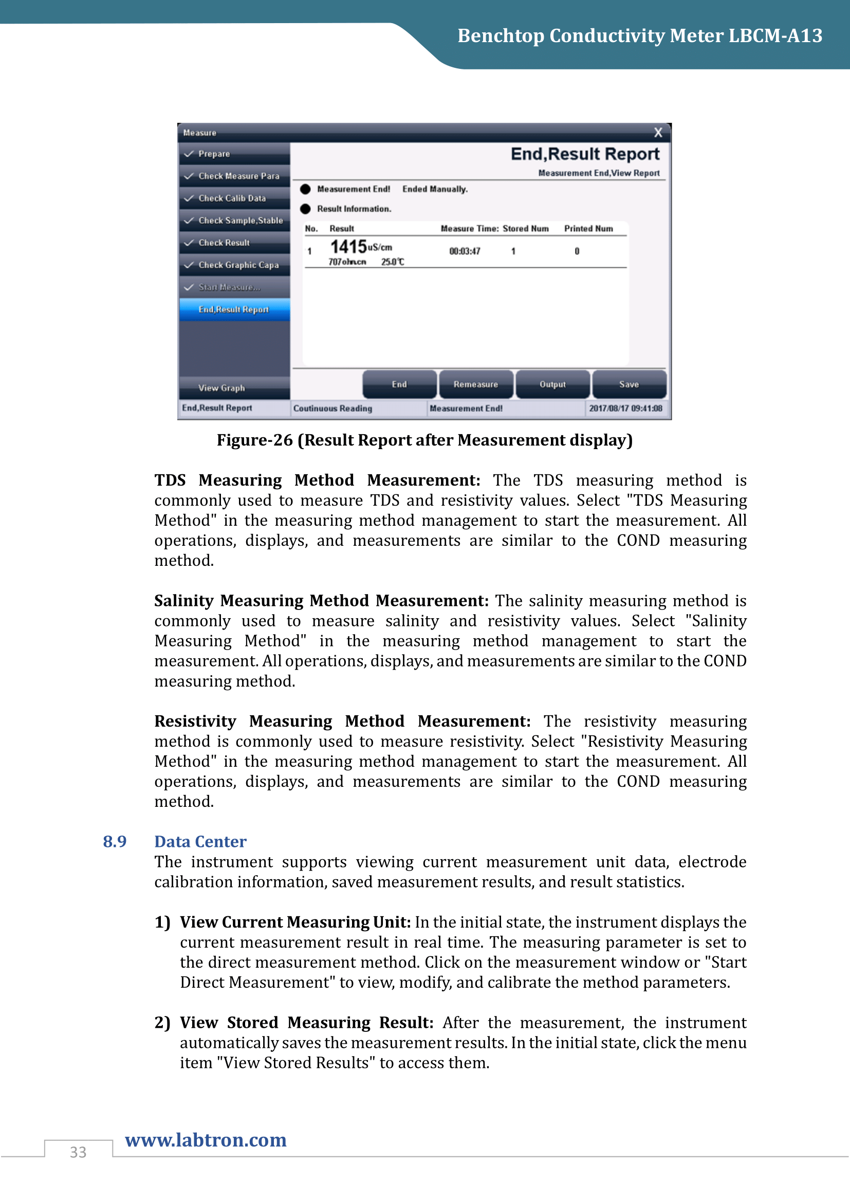 Benchtop Conductivity Meter LBCM-A13 Manual