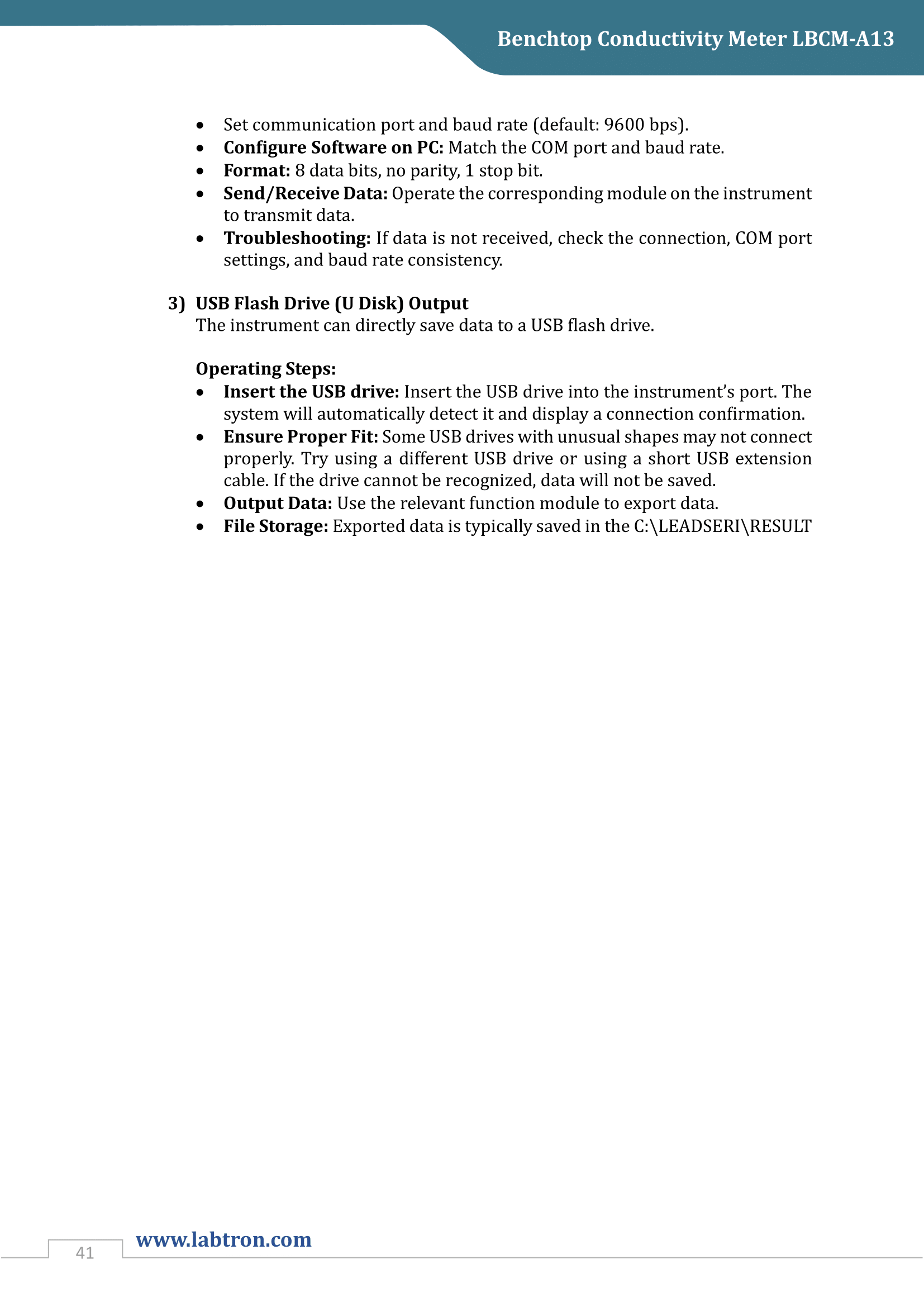 Benchtop Conductivity Meter LBCM-A13 Manual