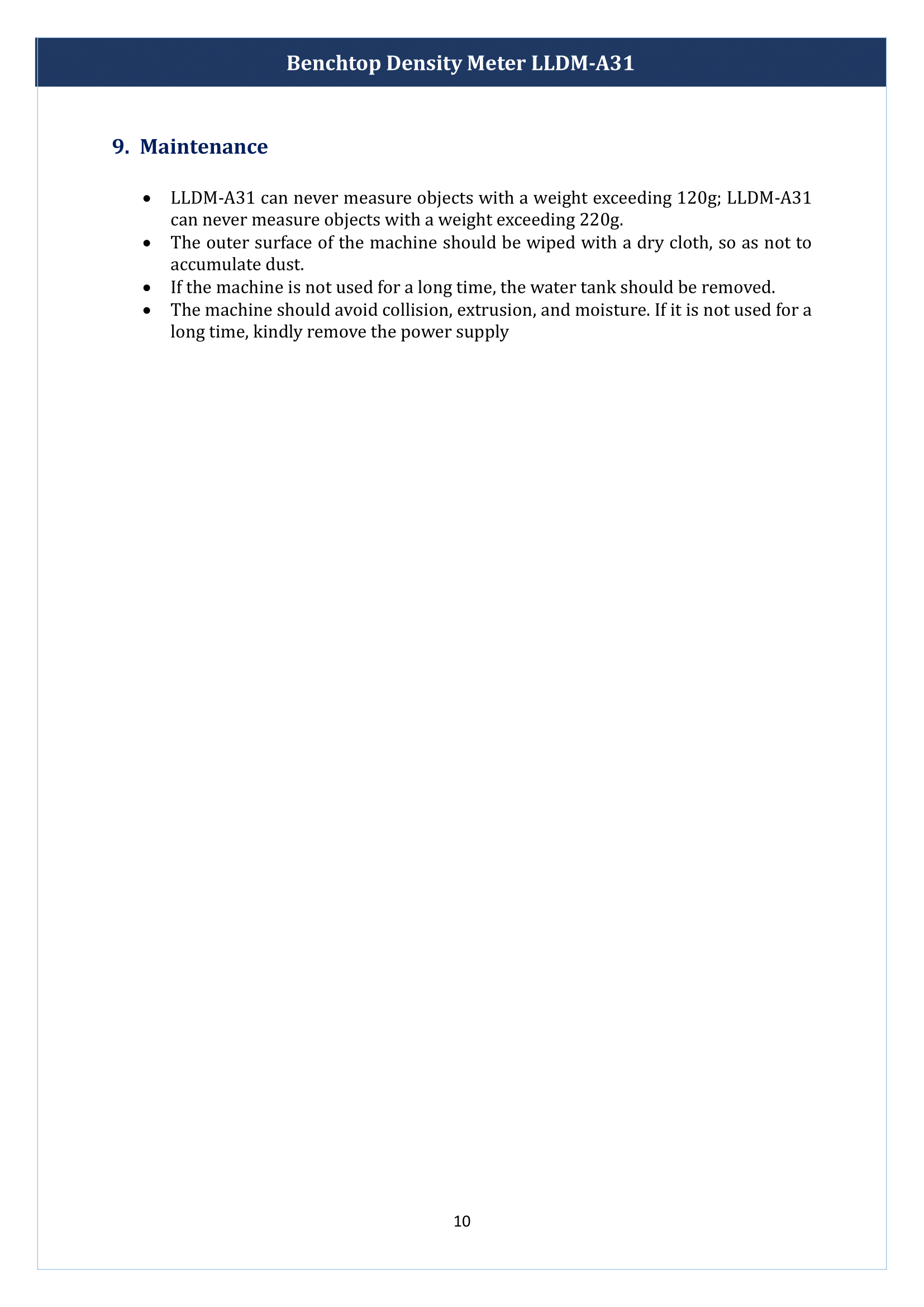 Benchtop Density Meter LLDM-A31 Manual