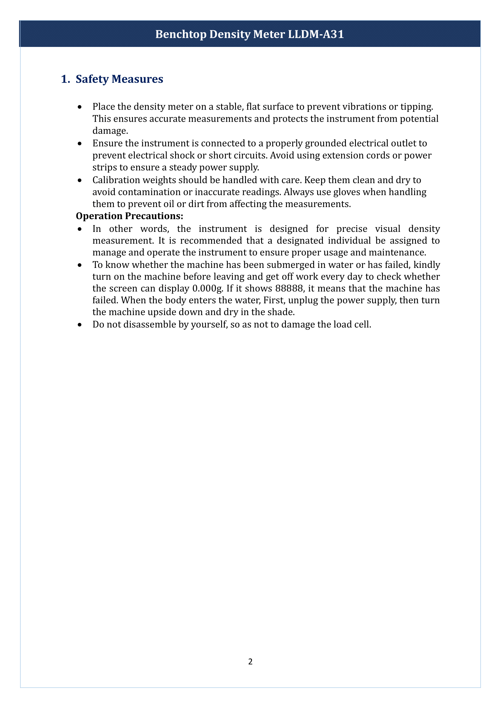 Benchtop Density Meter LLDM-A31 Manual