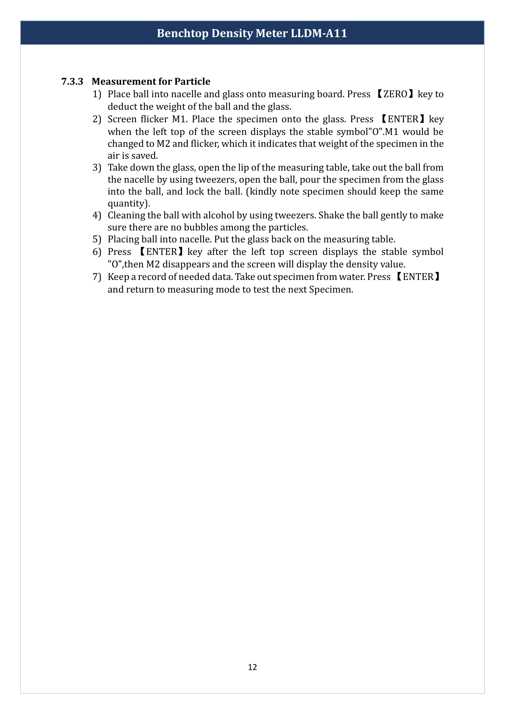 Benchtop Density Meter LLDM-A11 Manual
