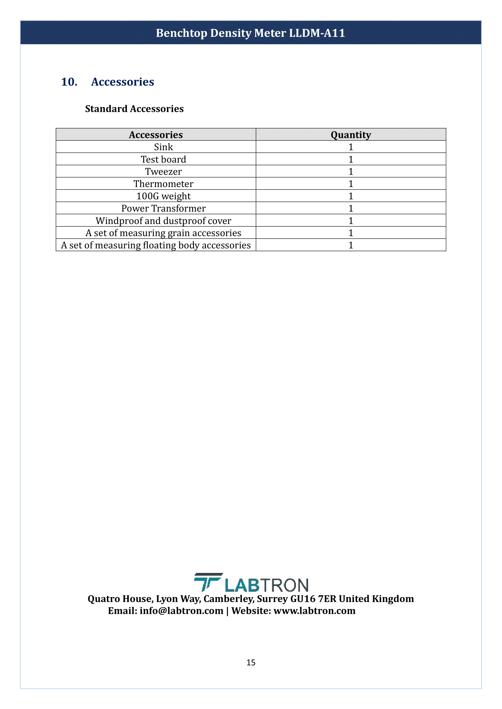 Benchtop Density Meter LLDM-A11 Manual