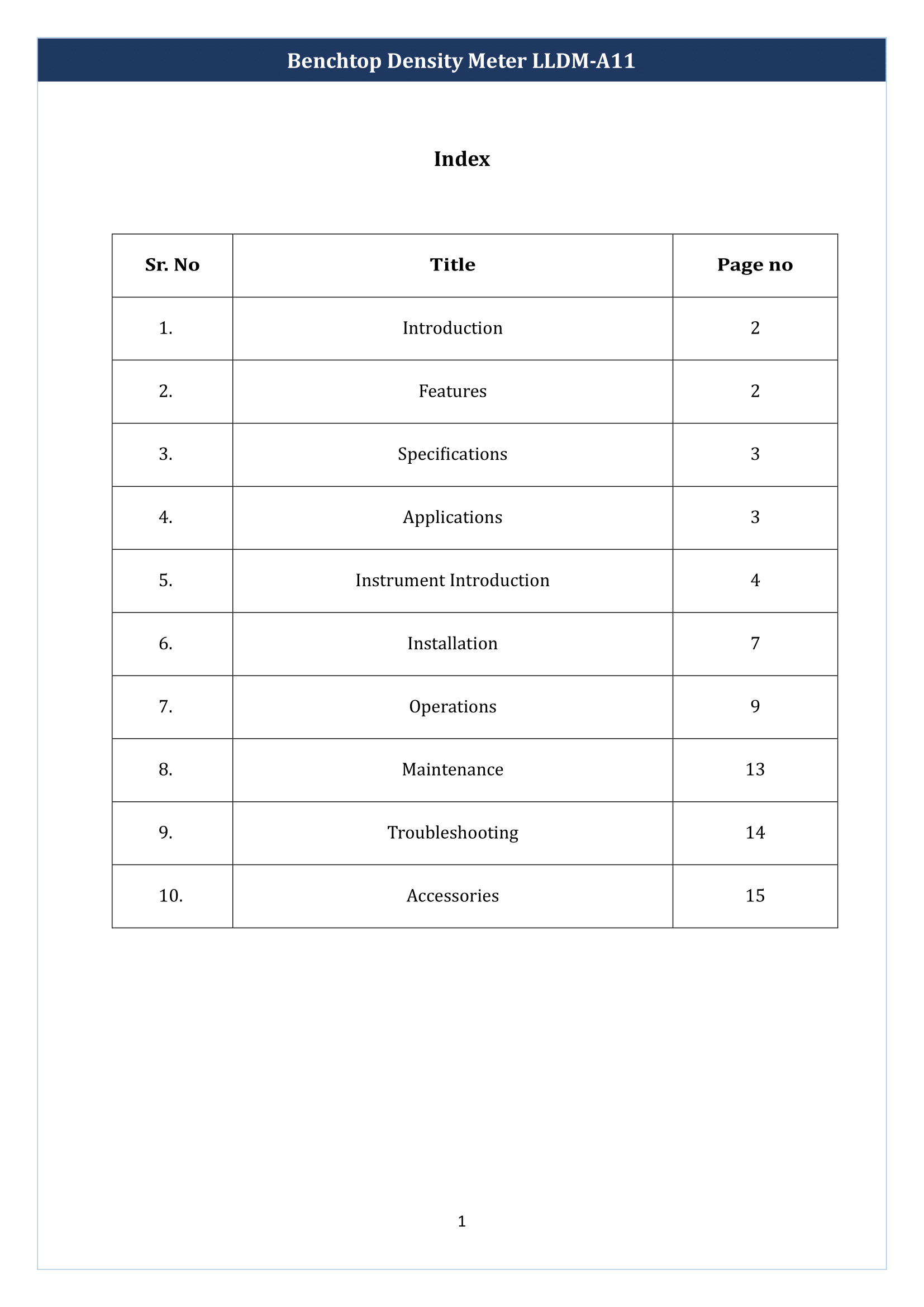 Benchtop Density Meter LLDM-A11 Manual