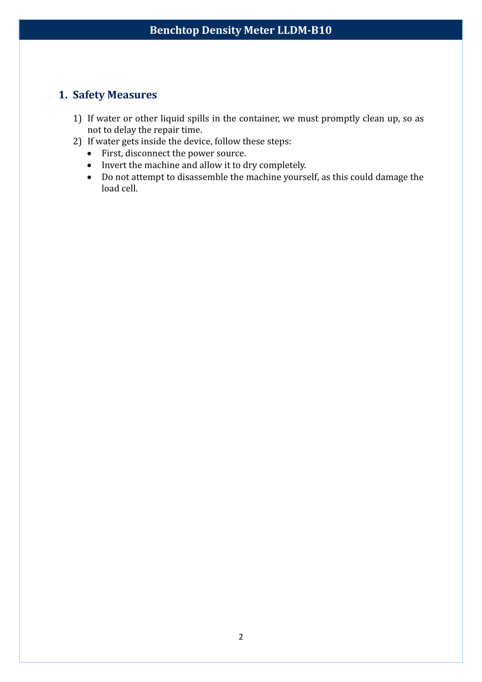 Benchtop Density Meter LLDM-B10 Manual