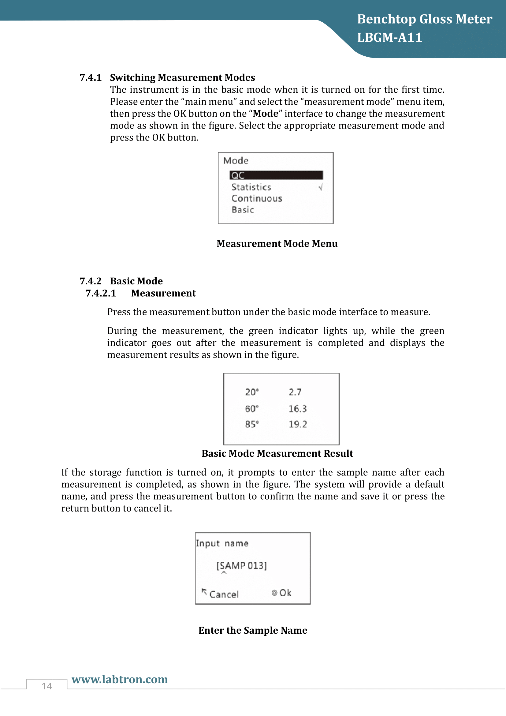 Benchtop Gloss Meter LBGM-A11 Manual