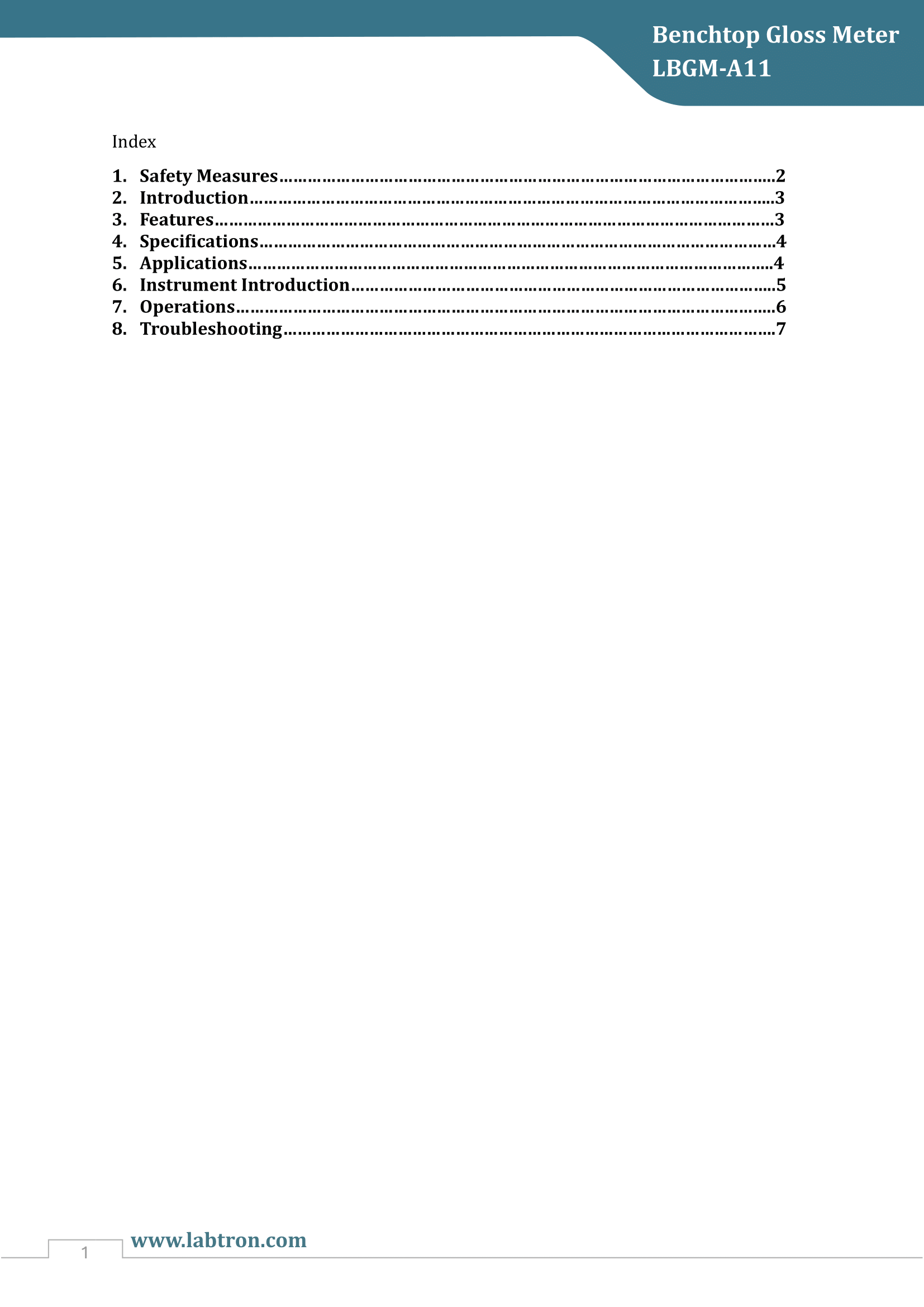 Benchtop Gloss Meter LBGM-A11 Manual