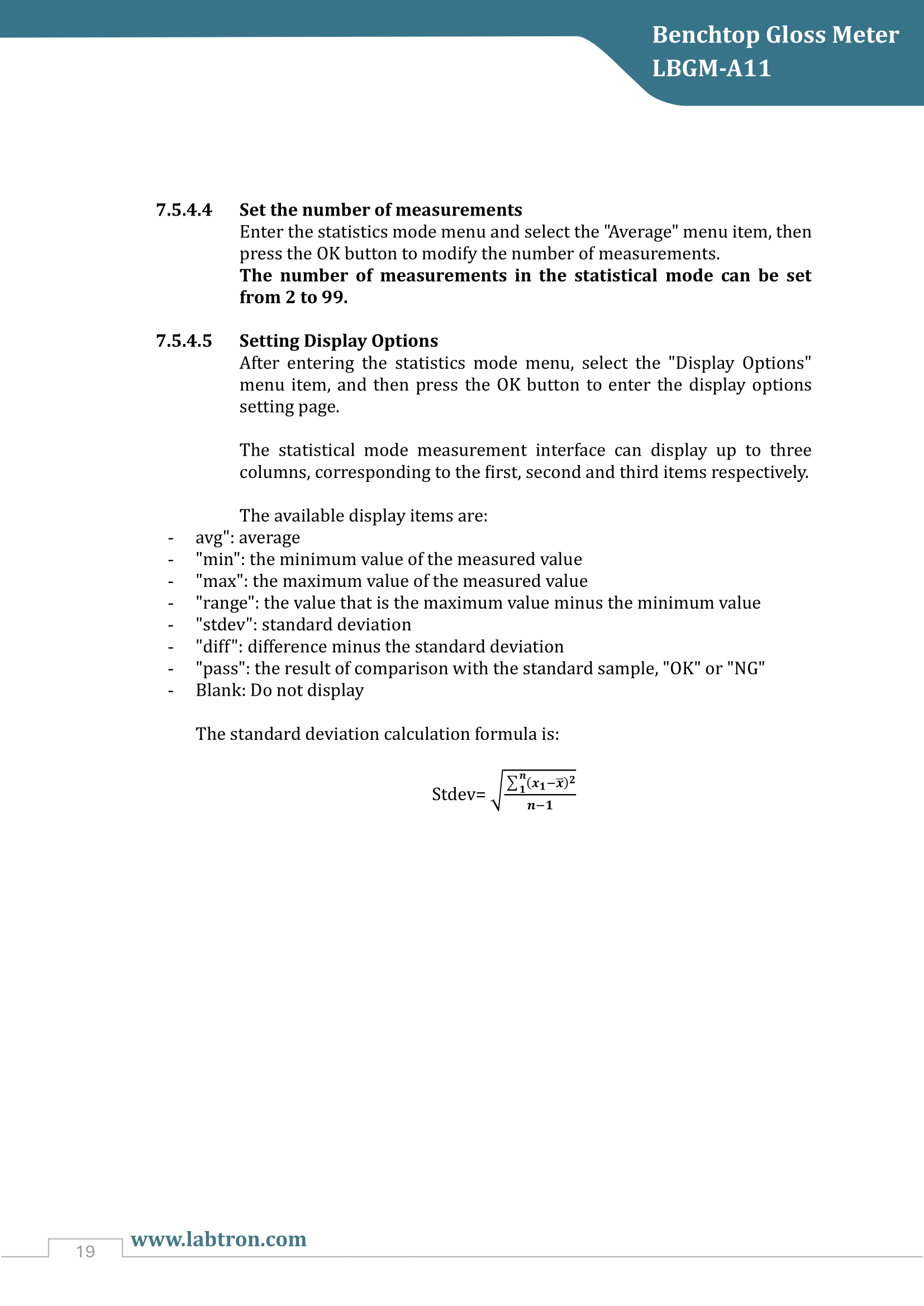 Benchtop Gloss Meter LBGM-A11 Manual