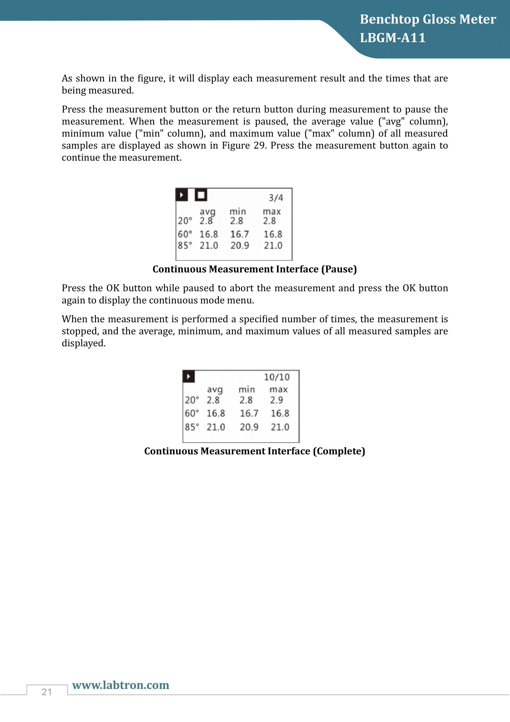 Benchtop Gloss Meter LBGM-A11 Manual