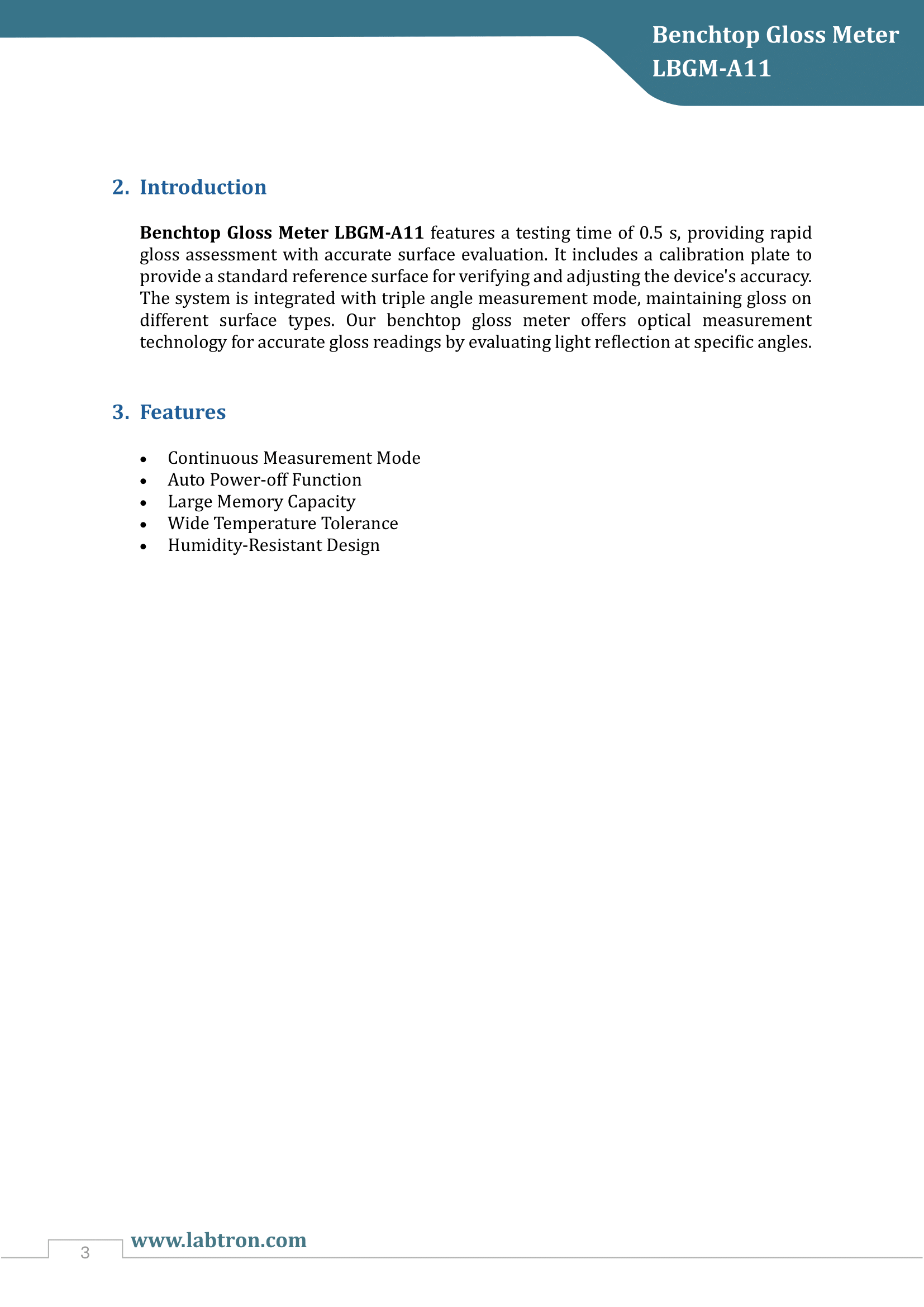 Benchtop Gloss Meter LBGM-A11 Manual
