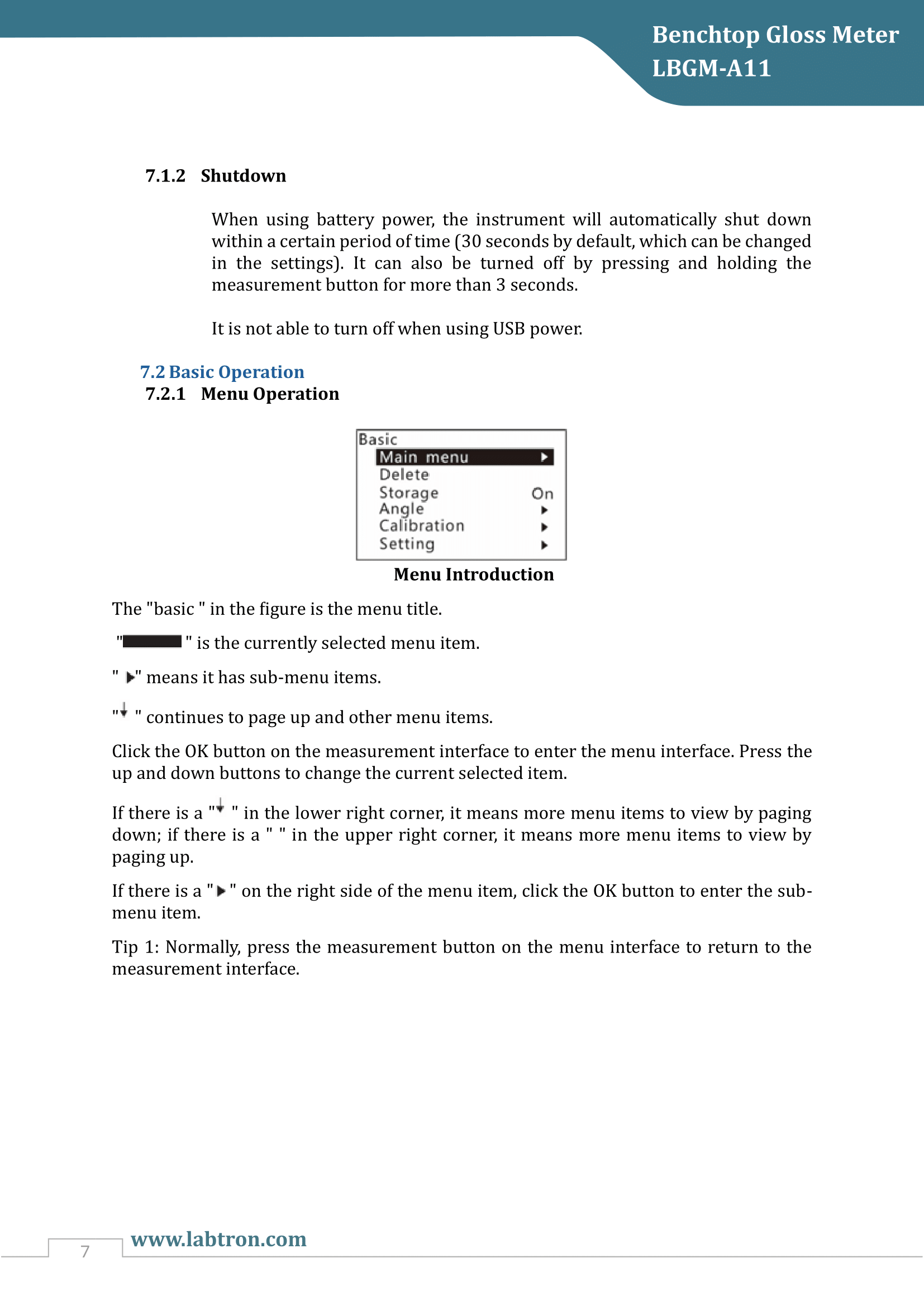 Benchtop Gloss Meter LBGM-A11 Manual