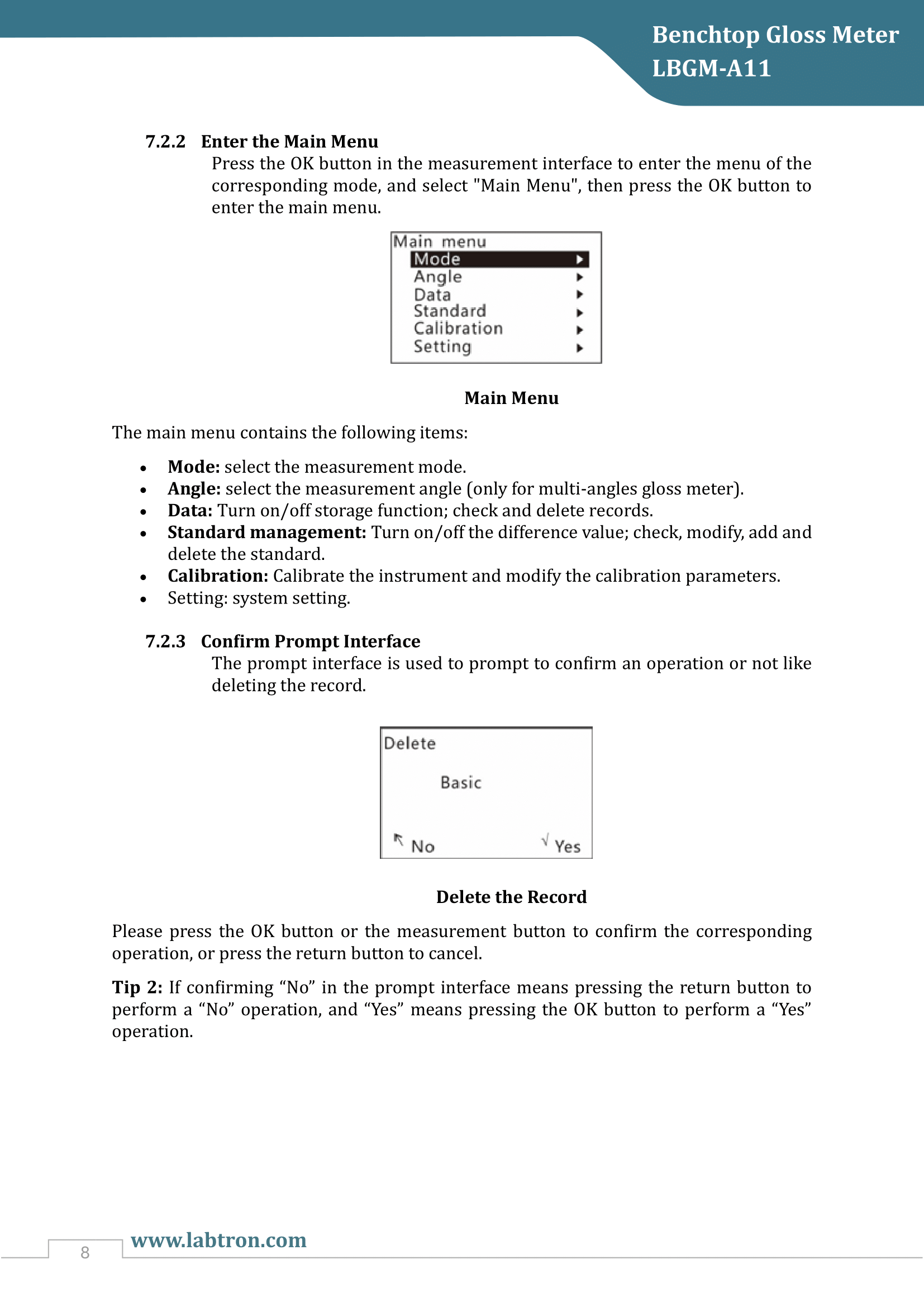 Benchtop Gloss Meter LBGM-A11 Manual