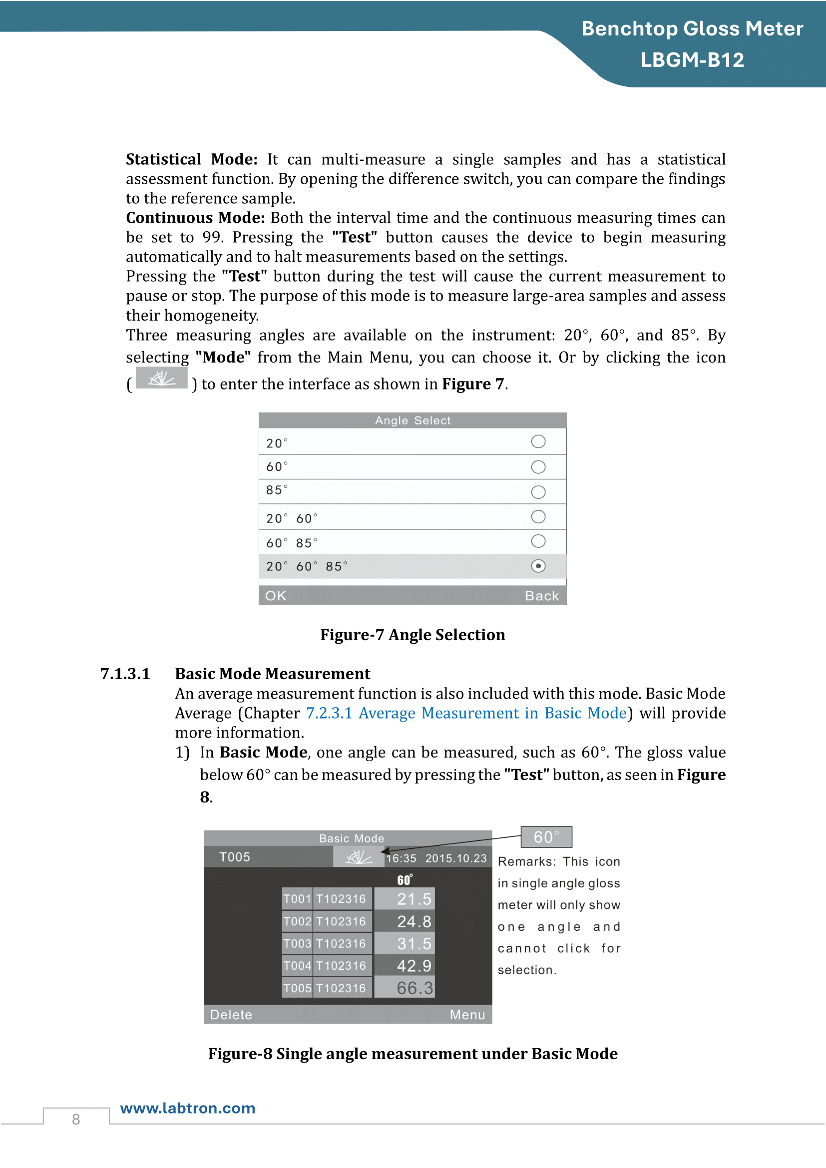 Benchtop Gloss Meter LBGM-B12 Manual