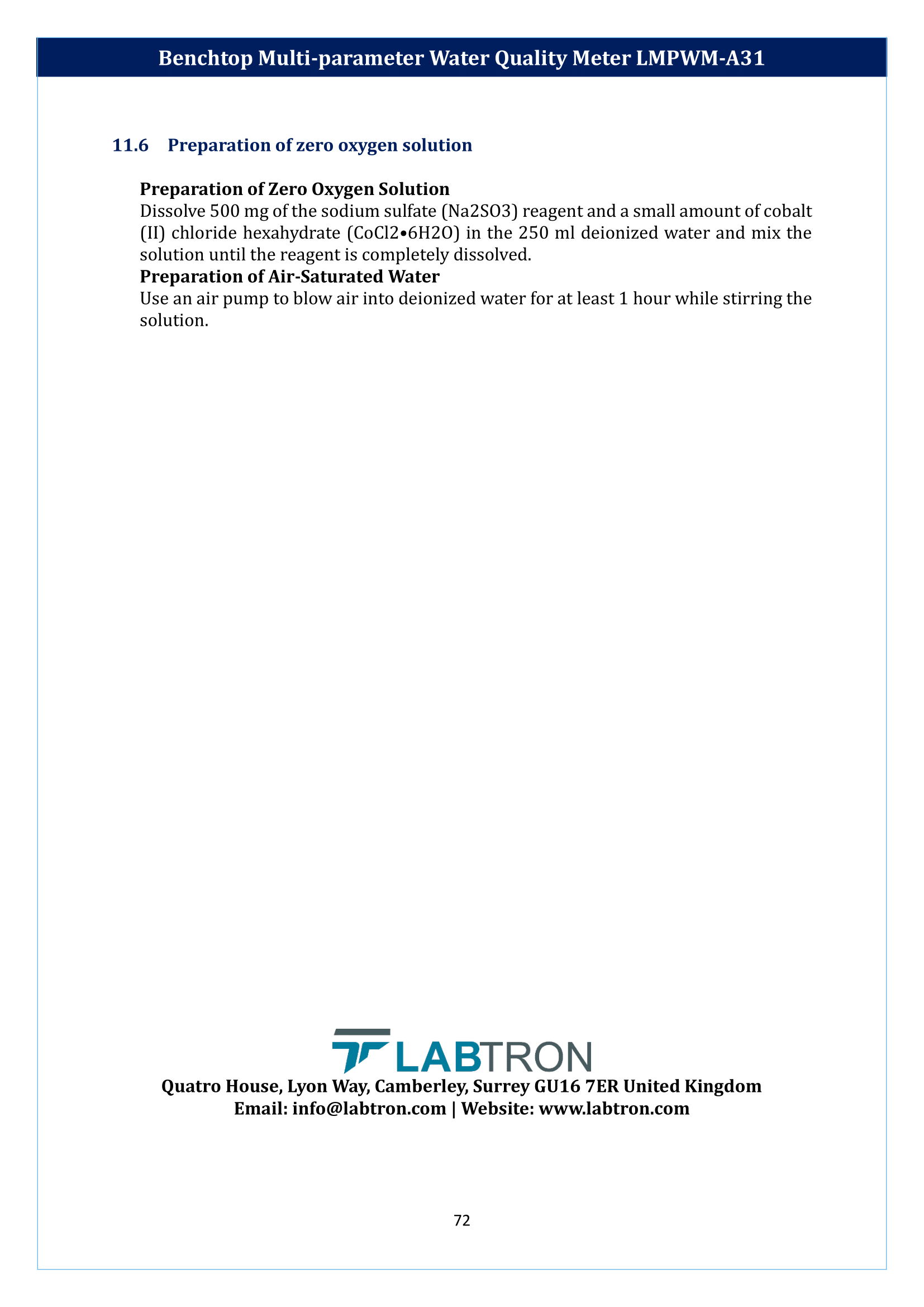Benchtop Multi-parameter Water Quality Meter LMPWM-A31 Manual