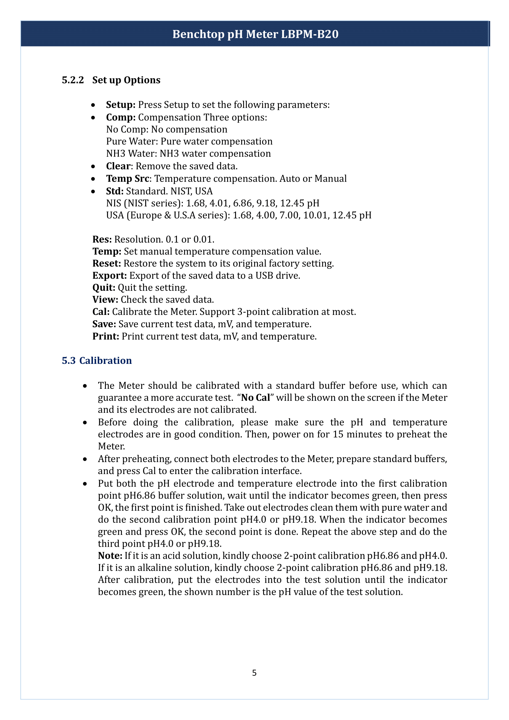 Benchtop pH Meter LBPM-B20 Manual