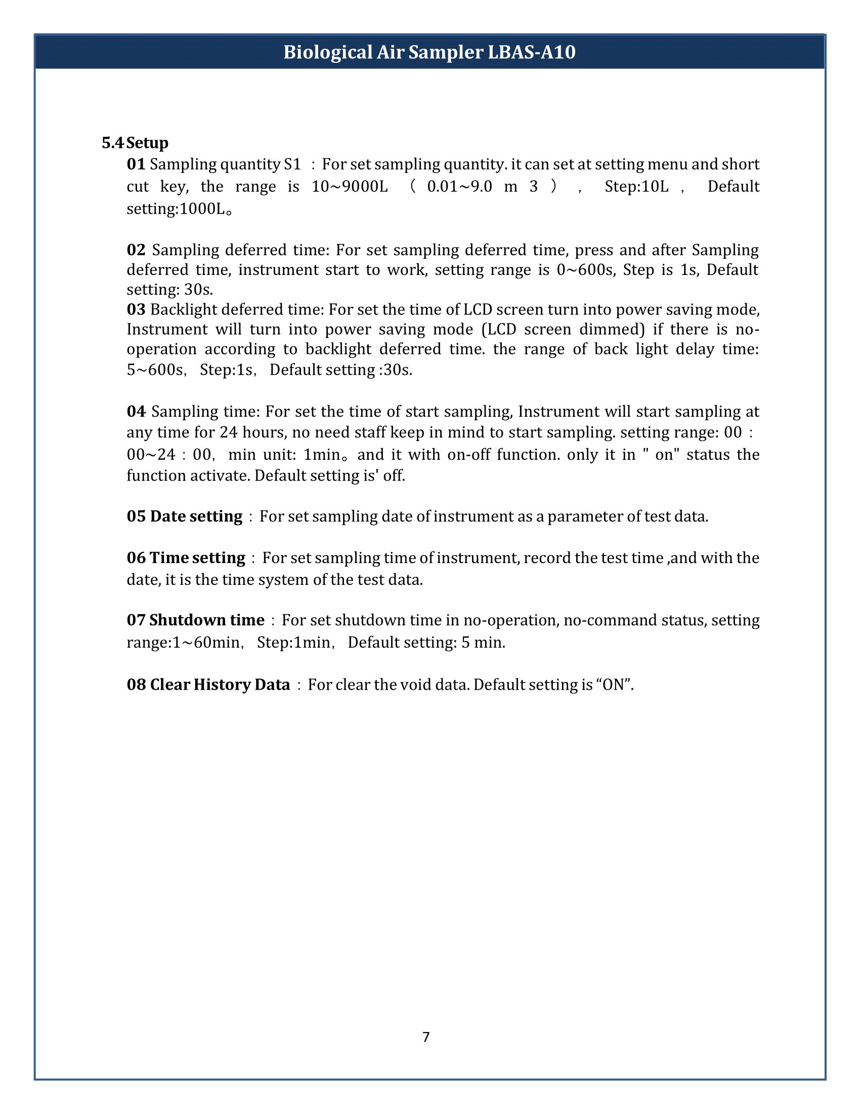 Biological Air Sampler LBAS-A10 Manual