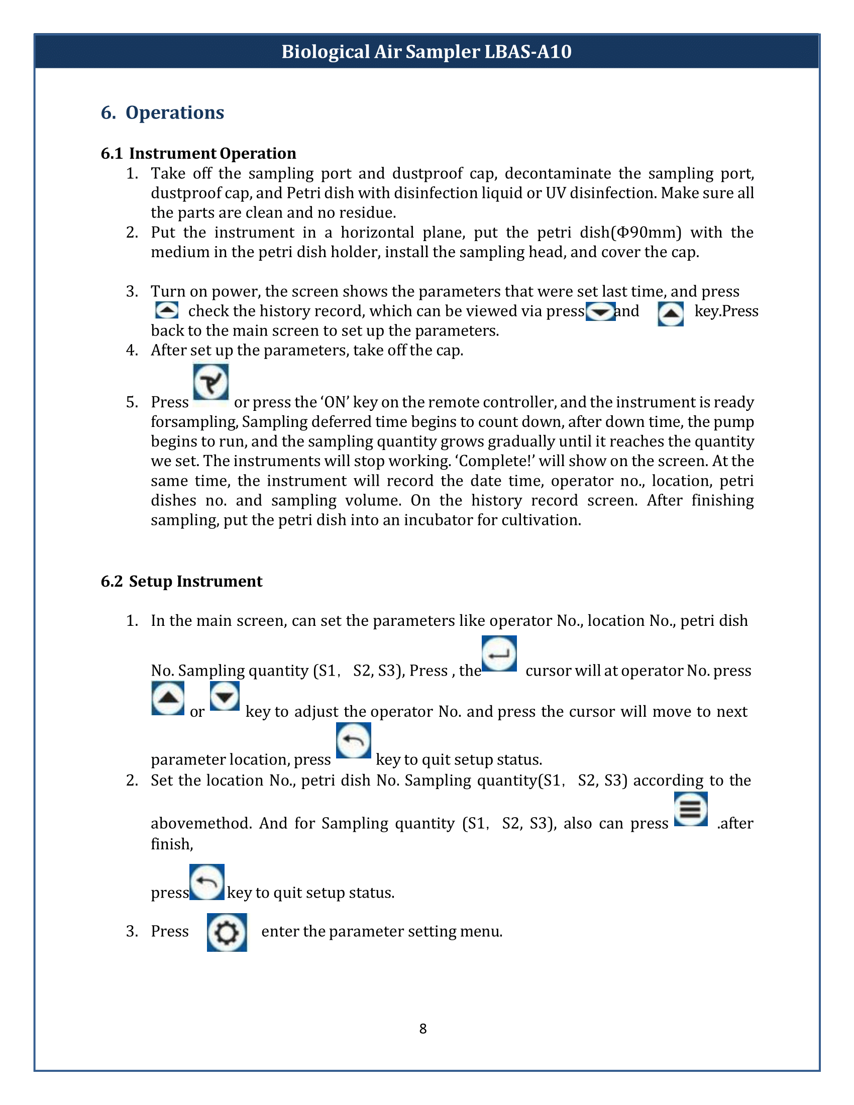 Biological Air Sampler LBAS-A10 Manual