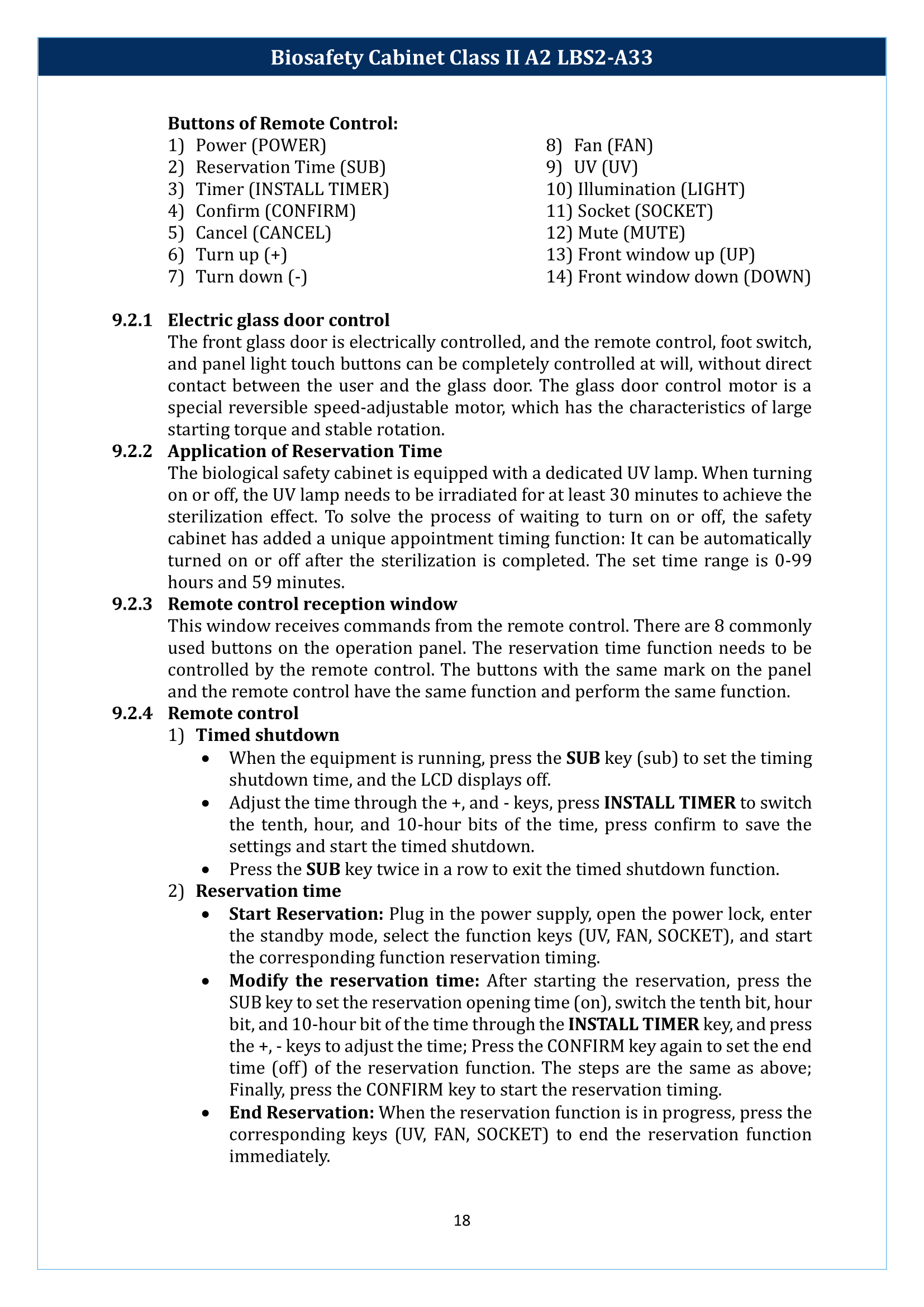 Biosafety Cabinet LBS2-A33 (Class II A2) Manual