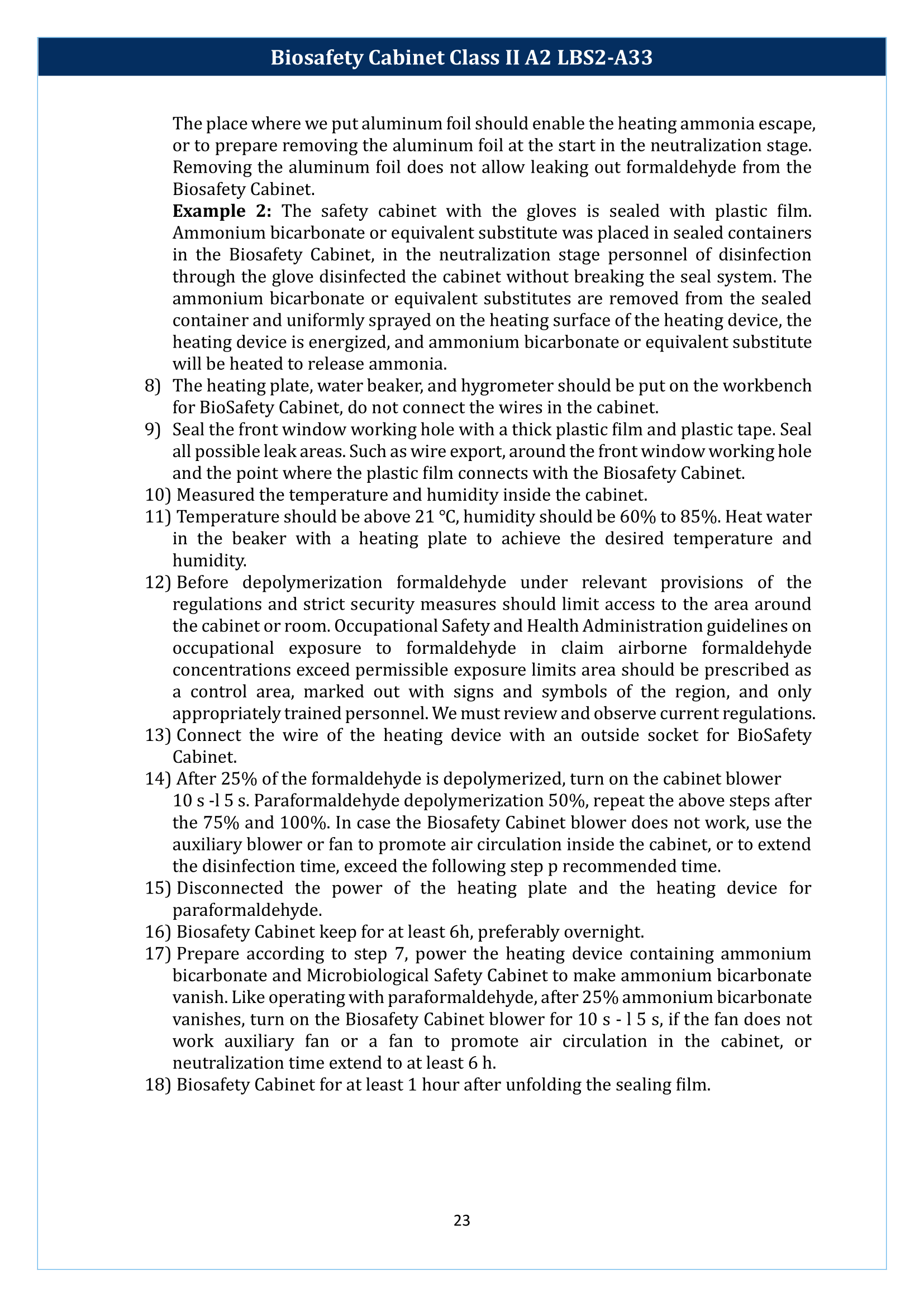 Biosafety Cabinet LBS2-A33 (Class II A2) Manual