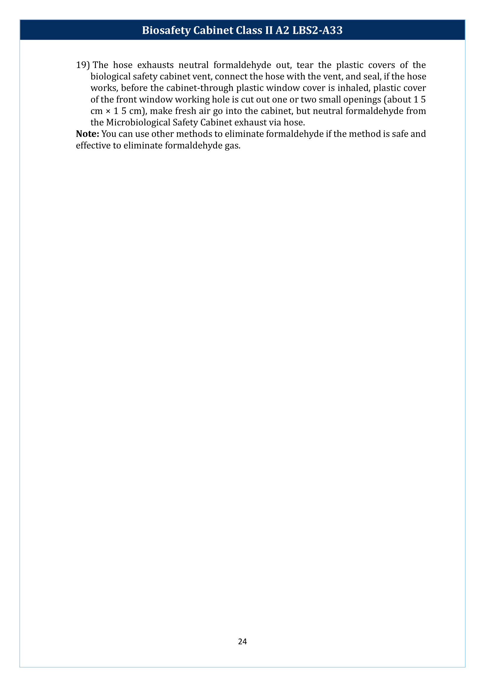 Biosafety Cabinet LBS2-A33 (Class II A2) Manual