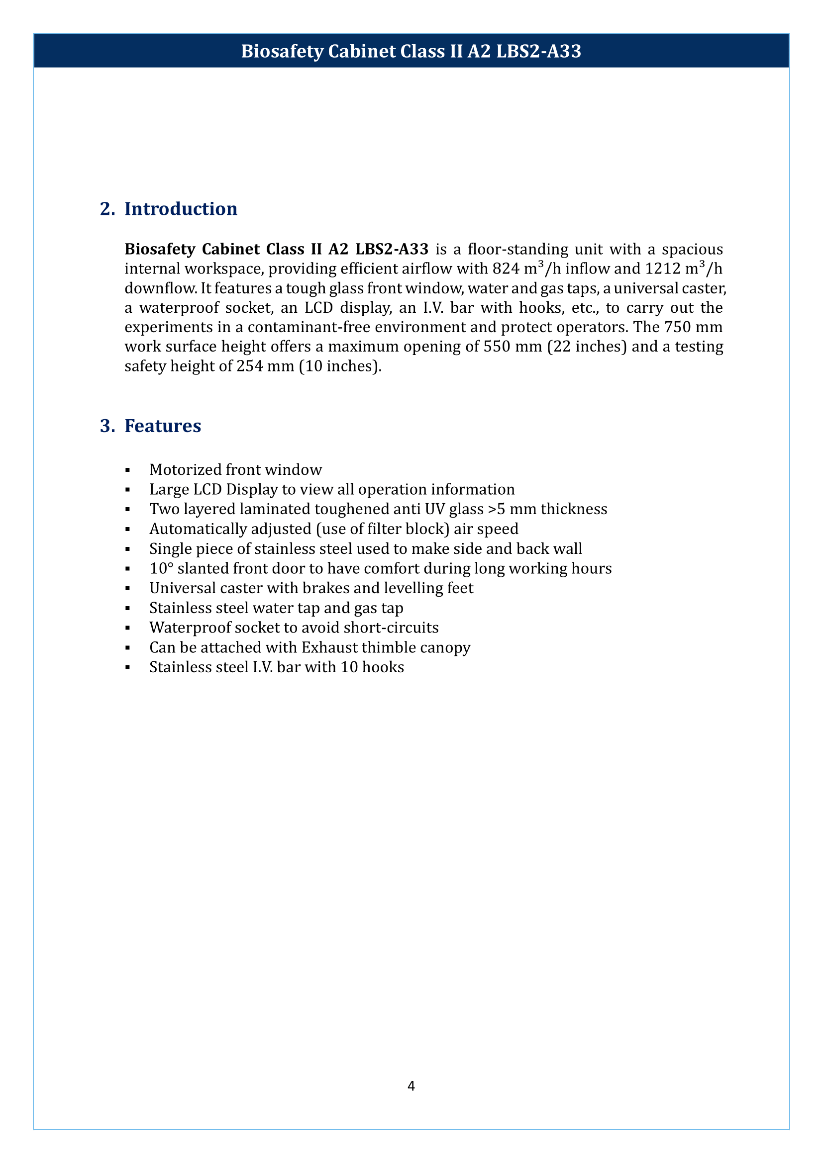 Biosafety Cabinet LBS2-A33 (Class II A2) Manual