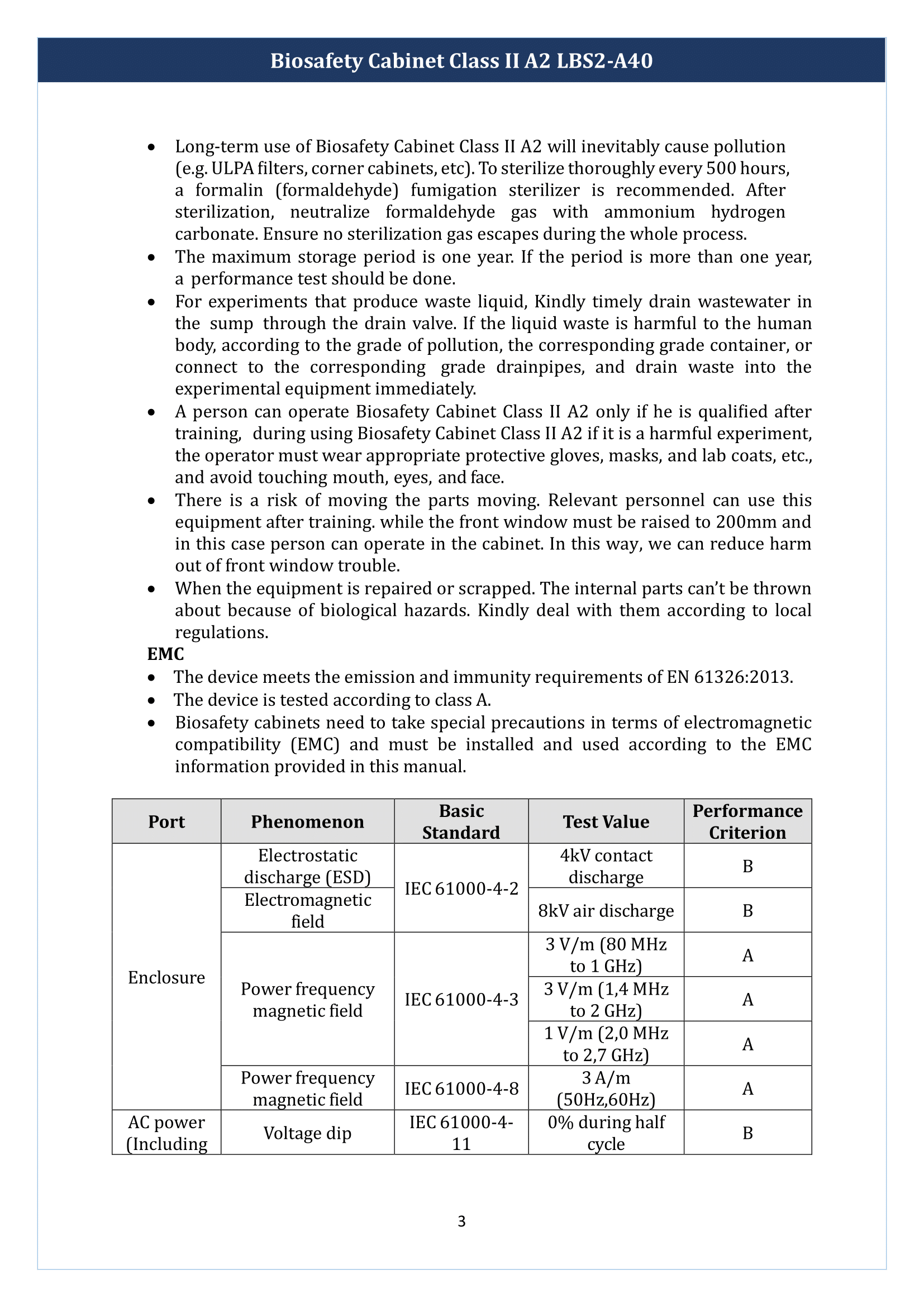 Biosafety Cabinet Class II A2 LBS2-A40 Manual