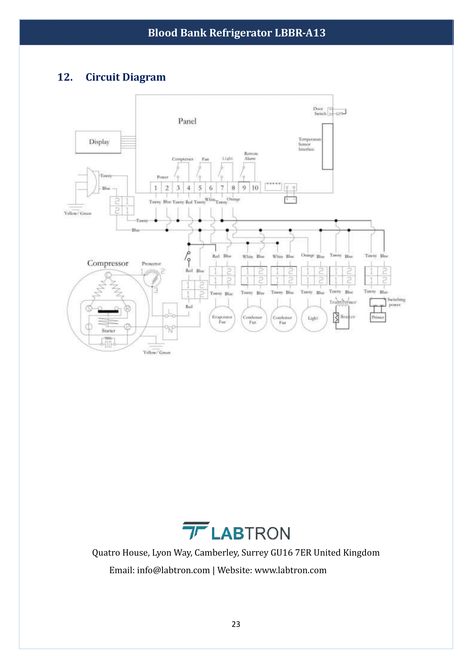 Blood Bank Refrigerator LBBR-A13 Manual