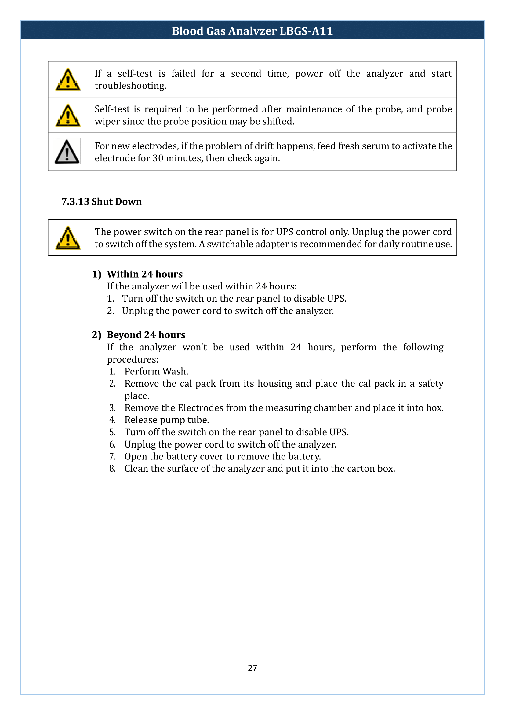 Blood Gas Analyzer LBGS-A11 Manual