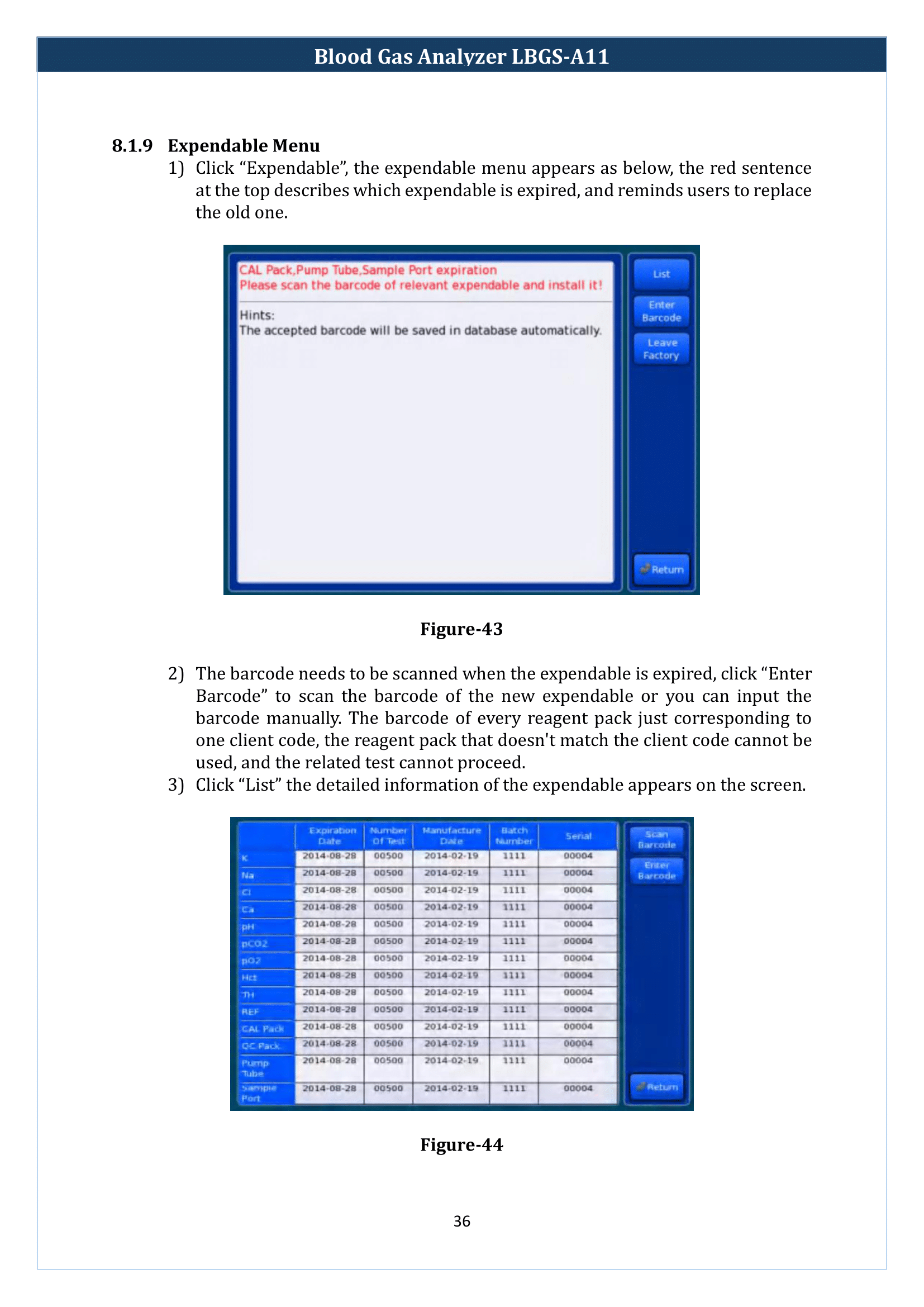 Blood Gas Analyzer LBGS-A11 Manual