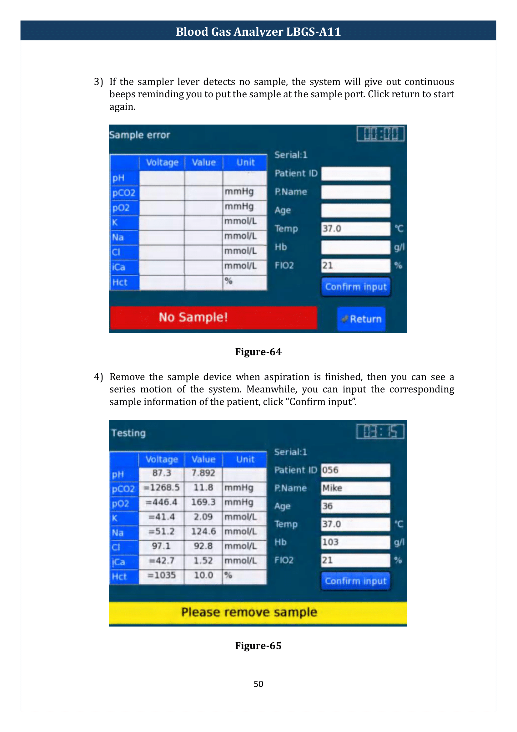 Blood Gas Analyzer LBGS-A11 Manual