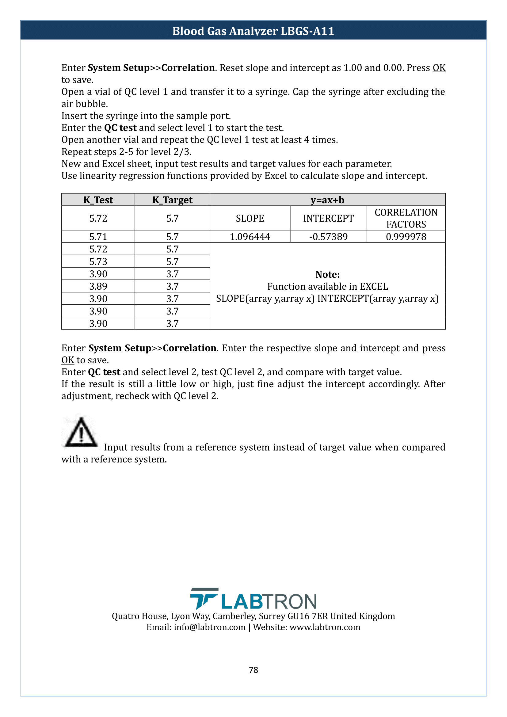 Blood Gas Analyzer LBGS-A11 Manual