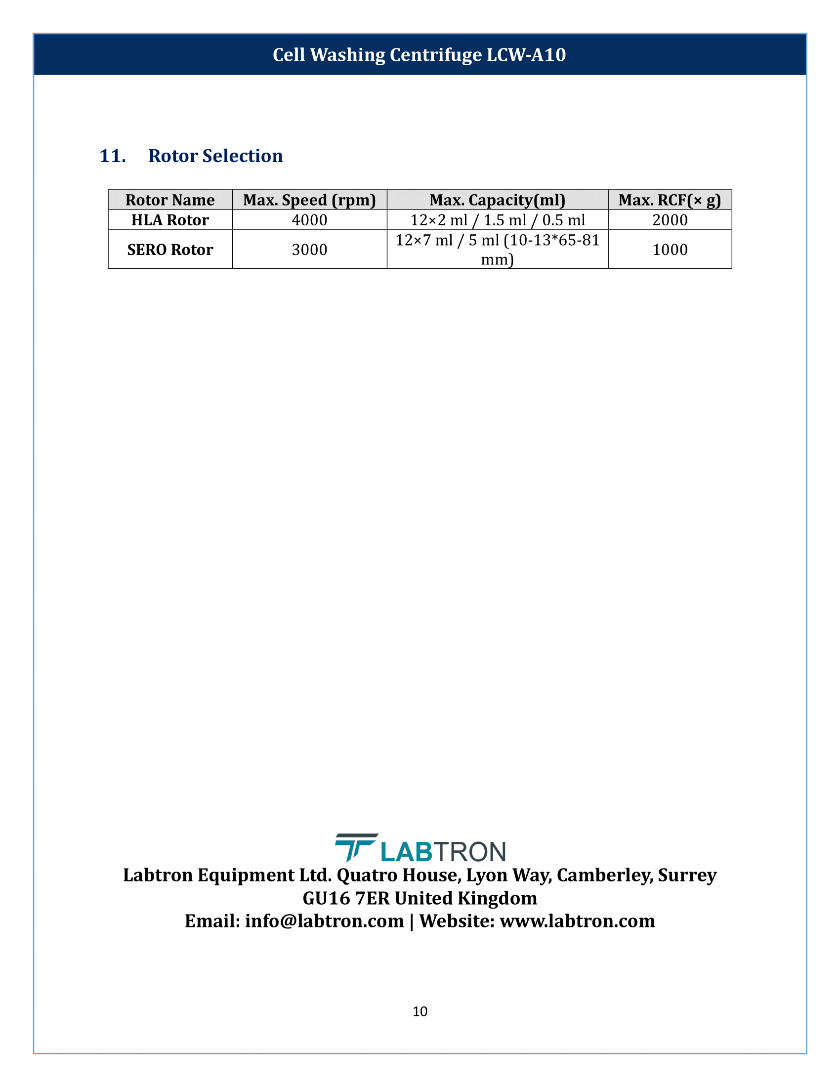 Cell Washing Centrifuge LCW-A10 Manual