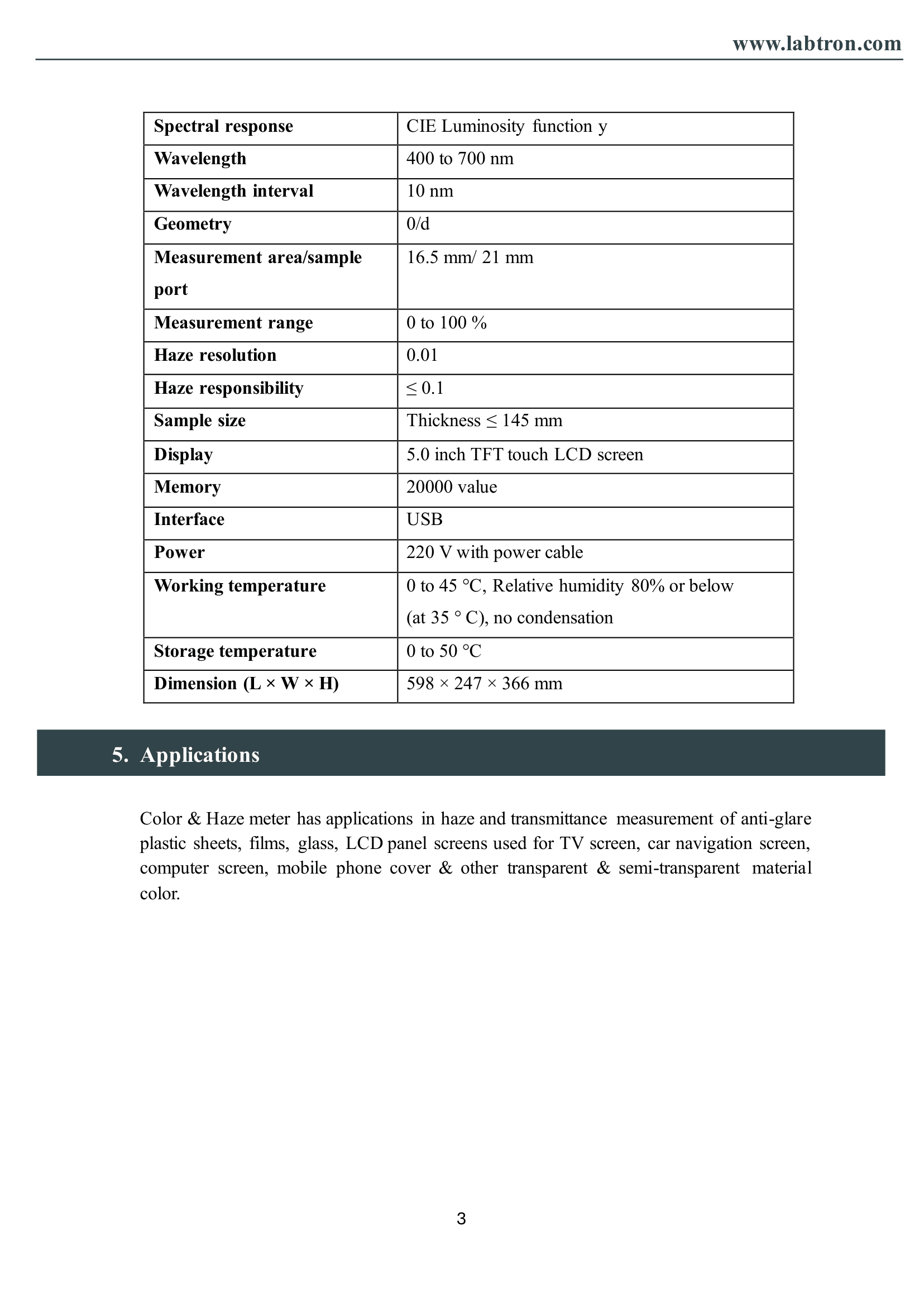 Color & Haze meter LHM-A11 Manual