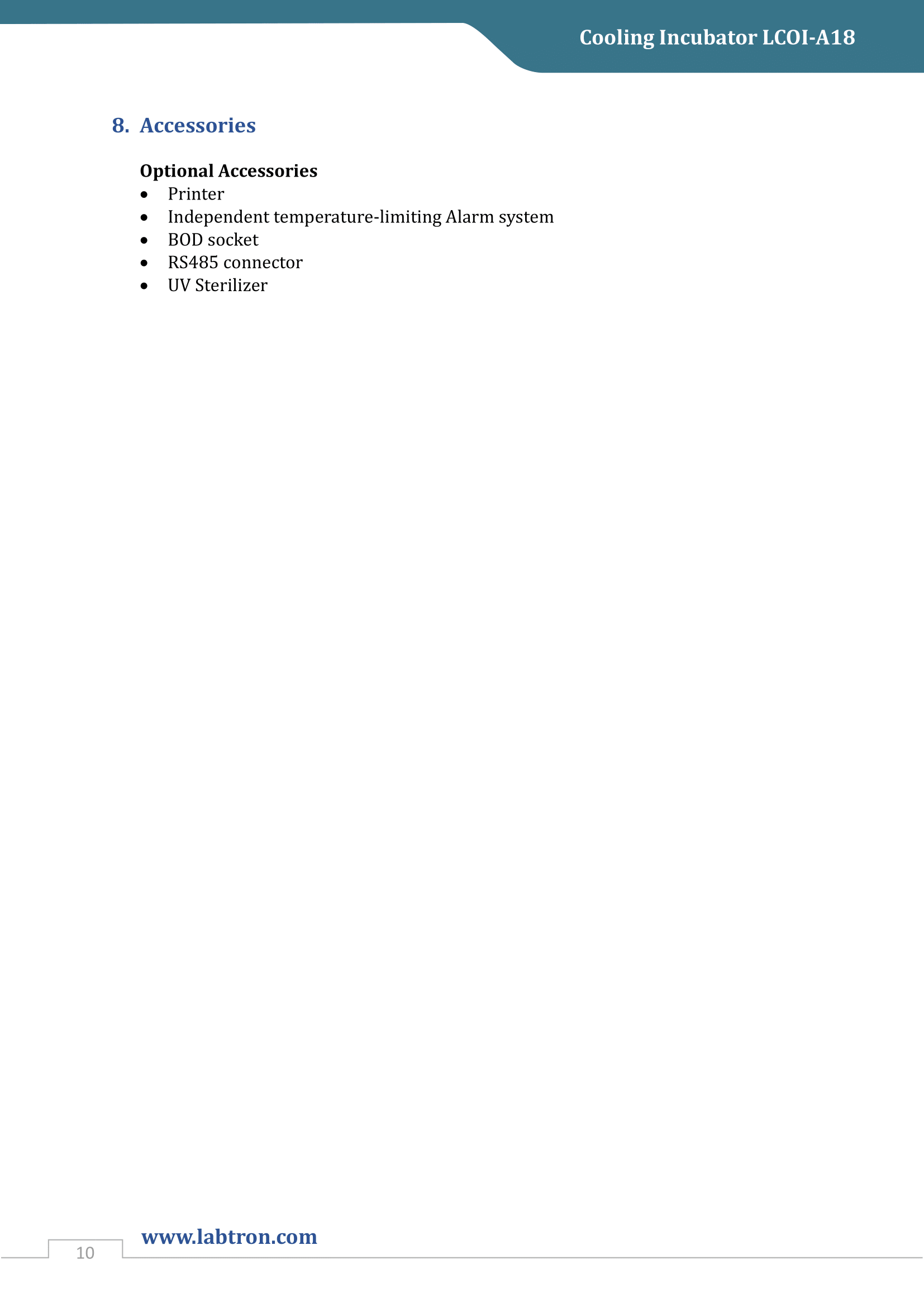Cooling Incubator LCOI-A18 Manual