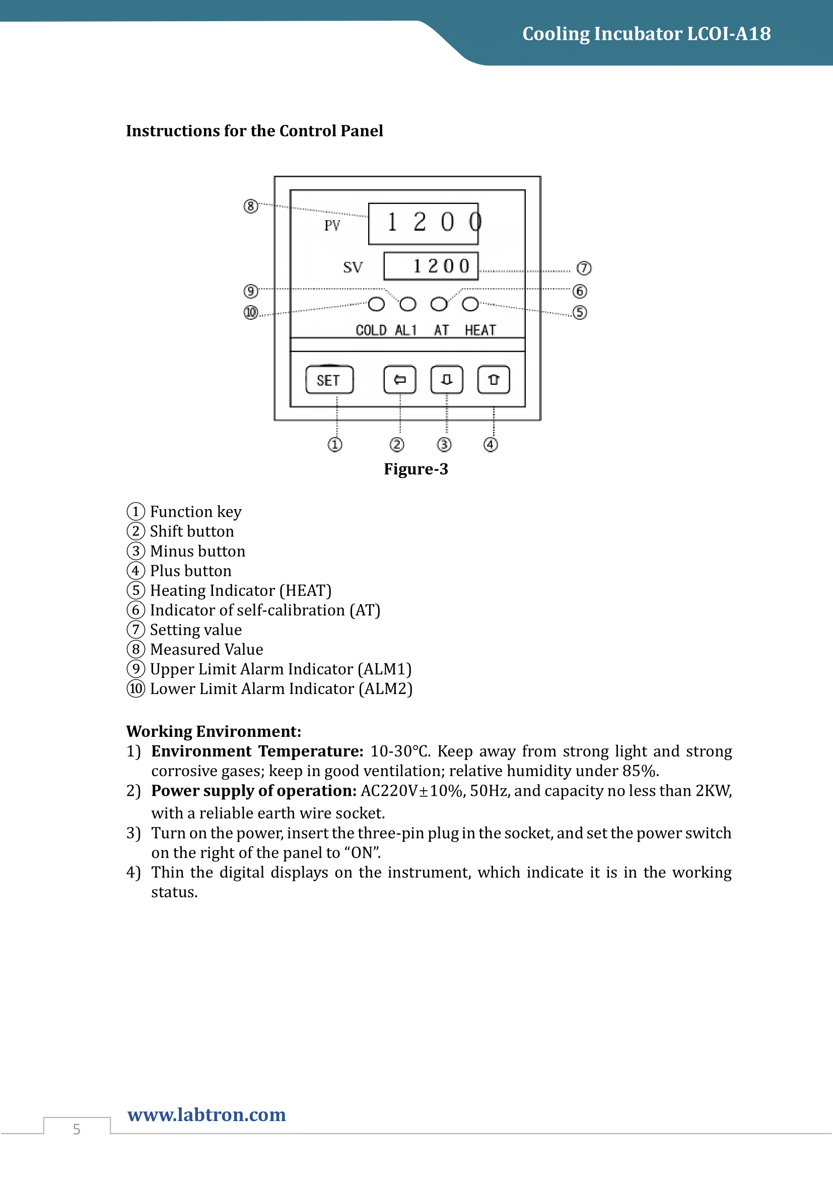 Cooling Incubator LCOI-A18 Manual