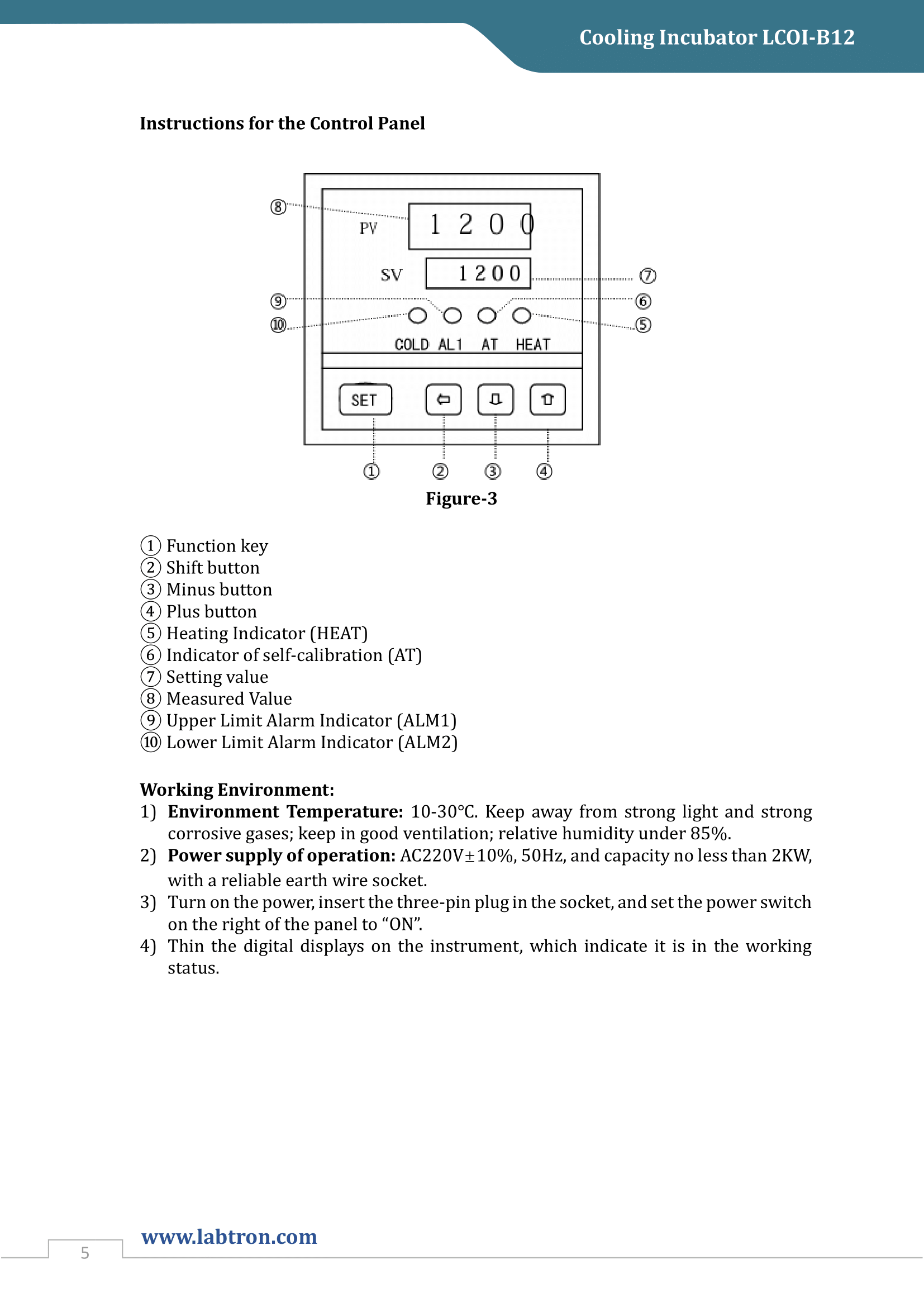 Cooling Incubator LCOI-B12 Manual