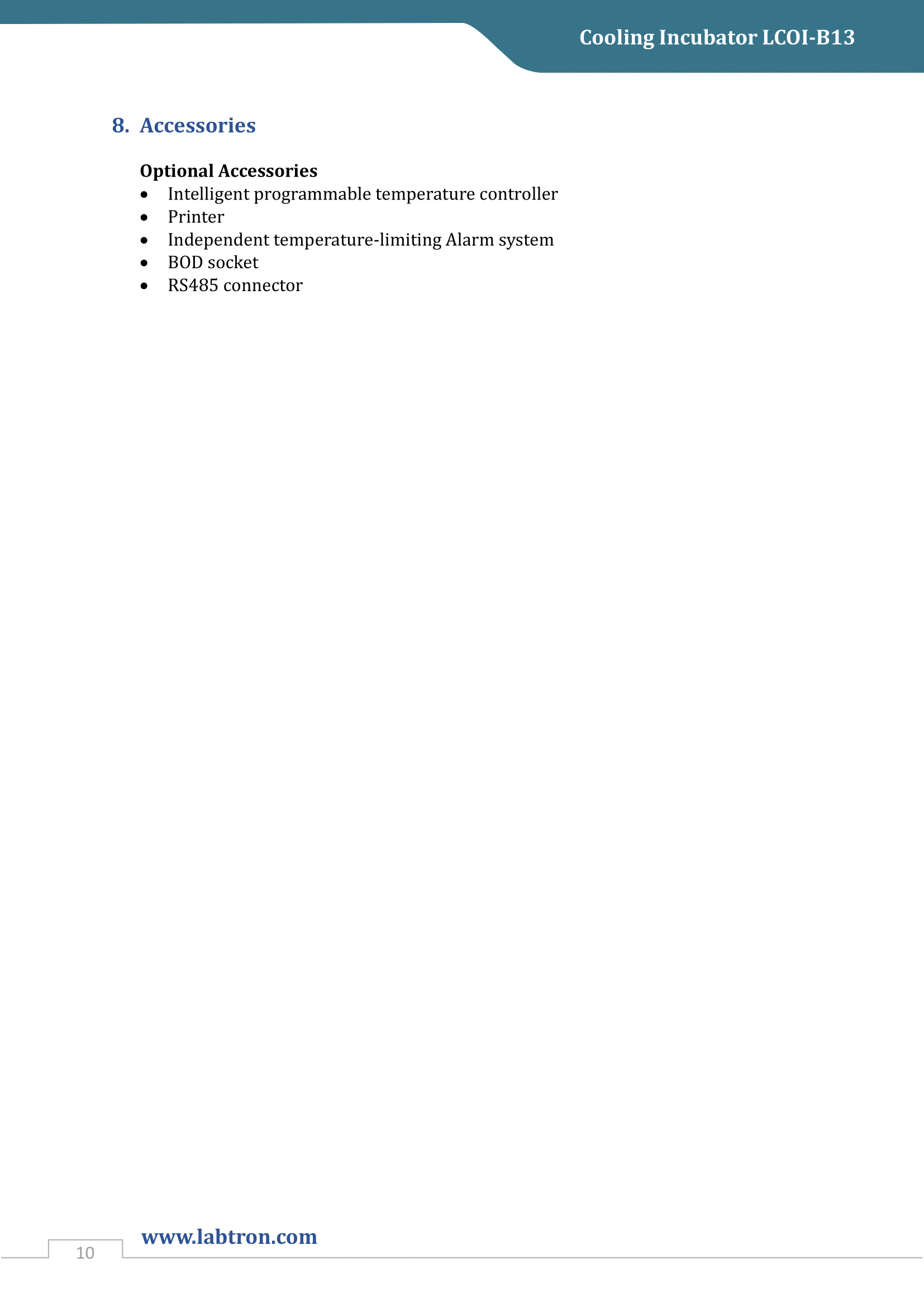 Cooling Incubator LCOI-B13 Manual
