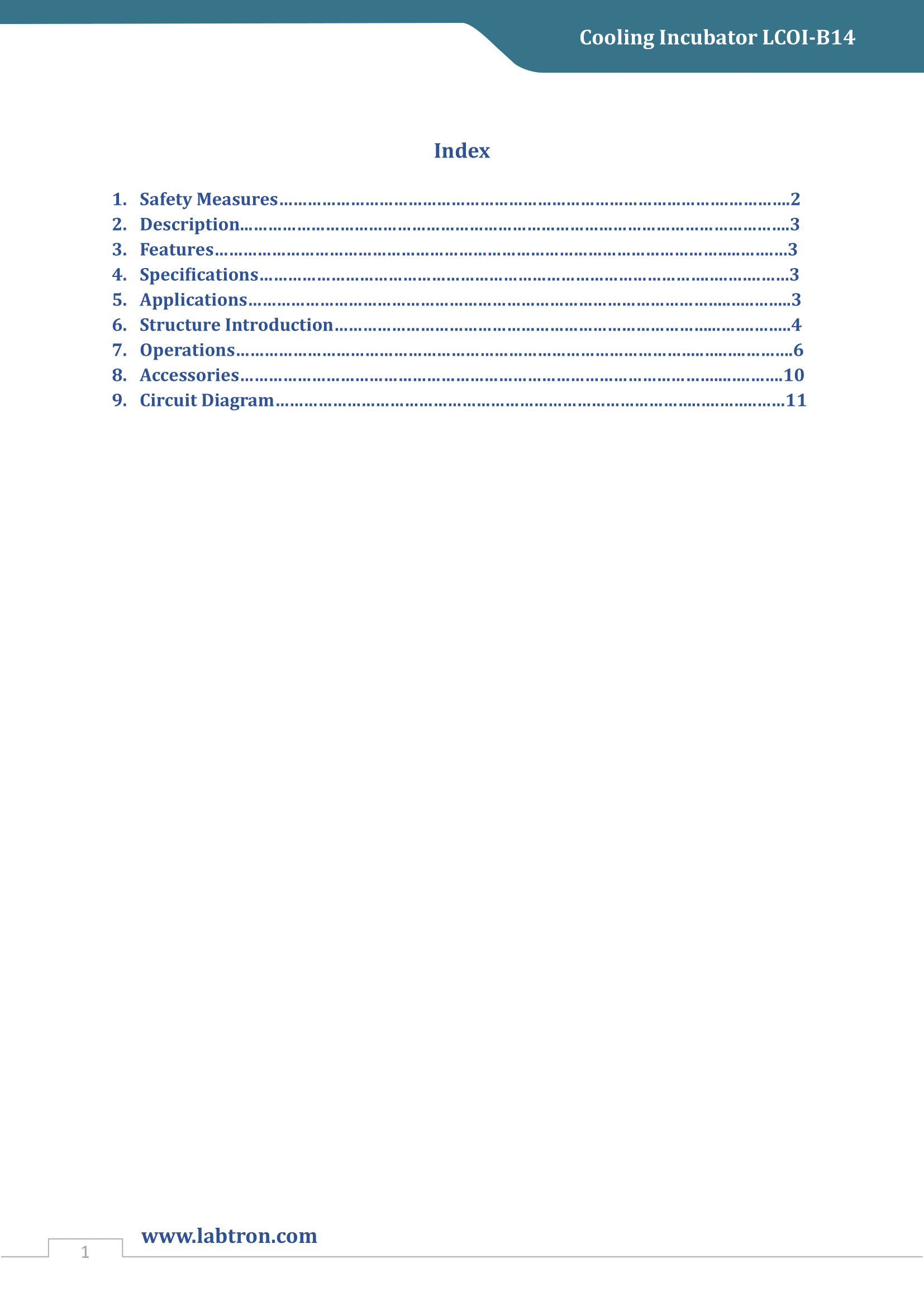 Cooling Incubator LCOI-B14 Manual