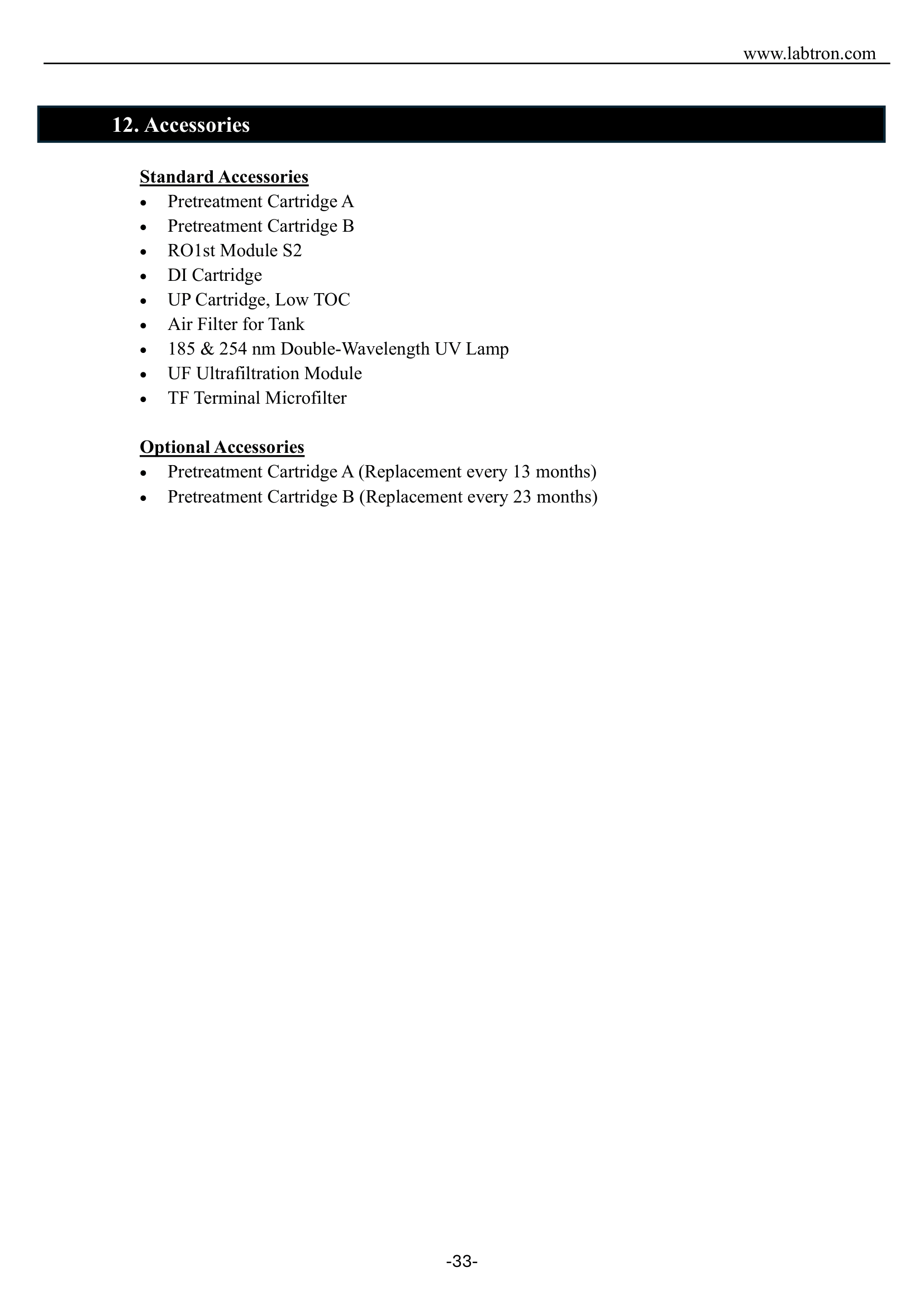 Deionized Water System LDIN-B10 Manual