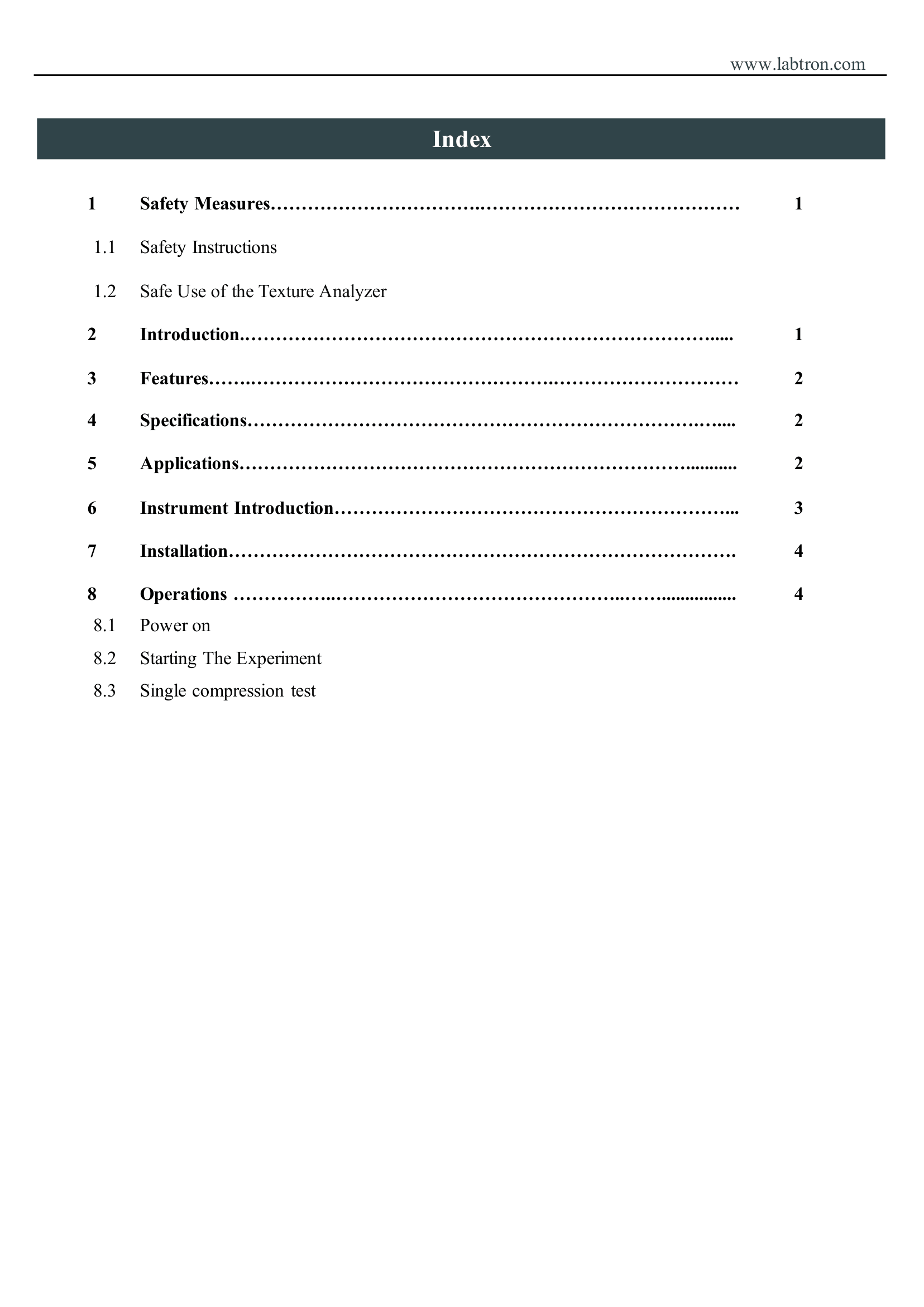 Digital Texture Analyzer LTDA-A10 Manual