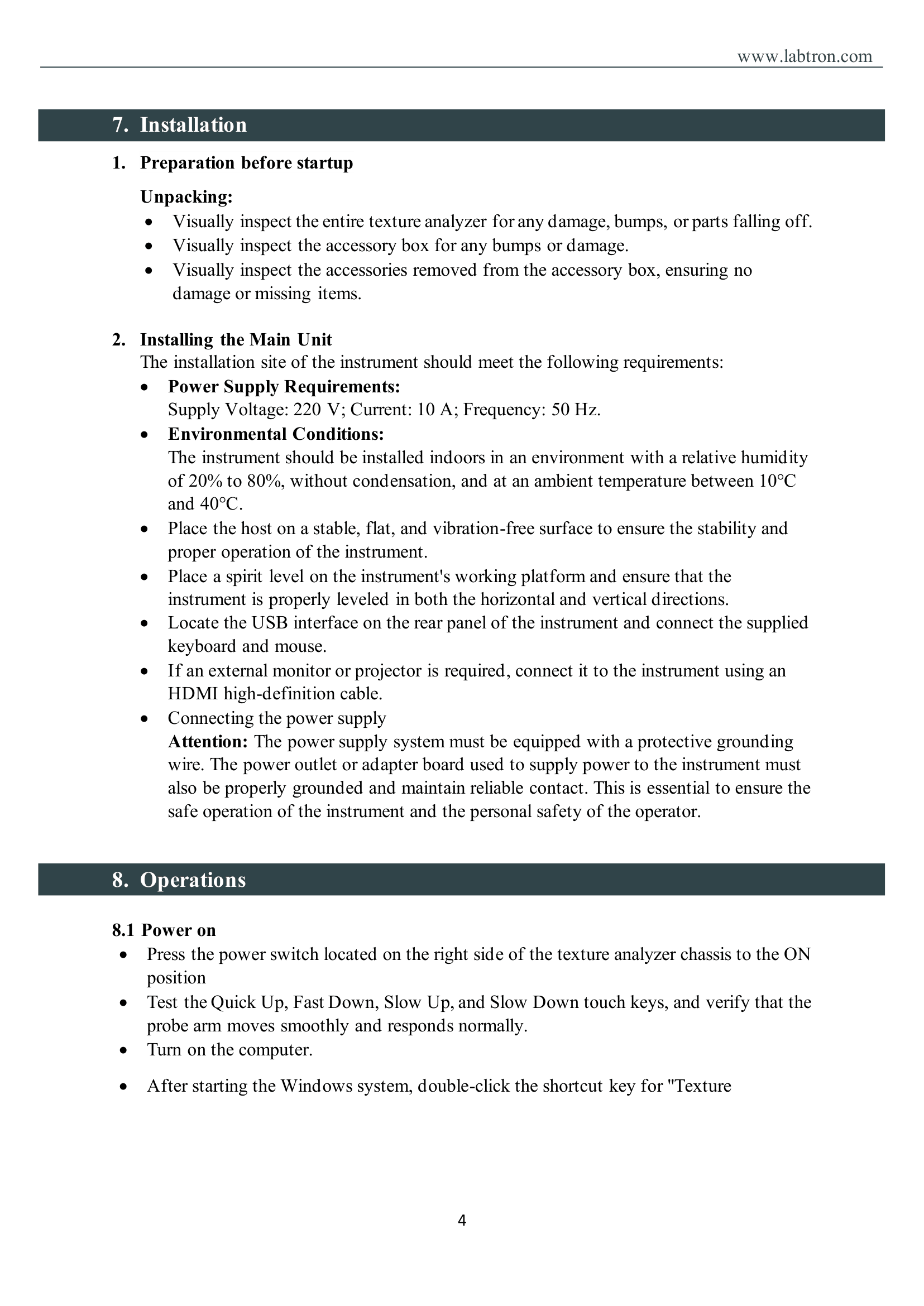 Digital Texture Analyzer LTDA-A10 Manual