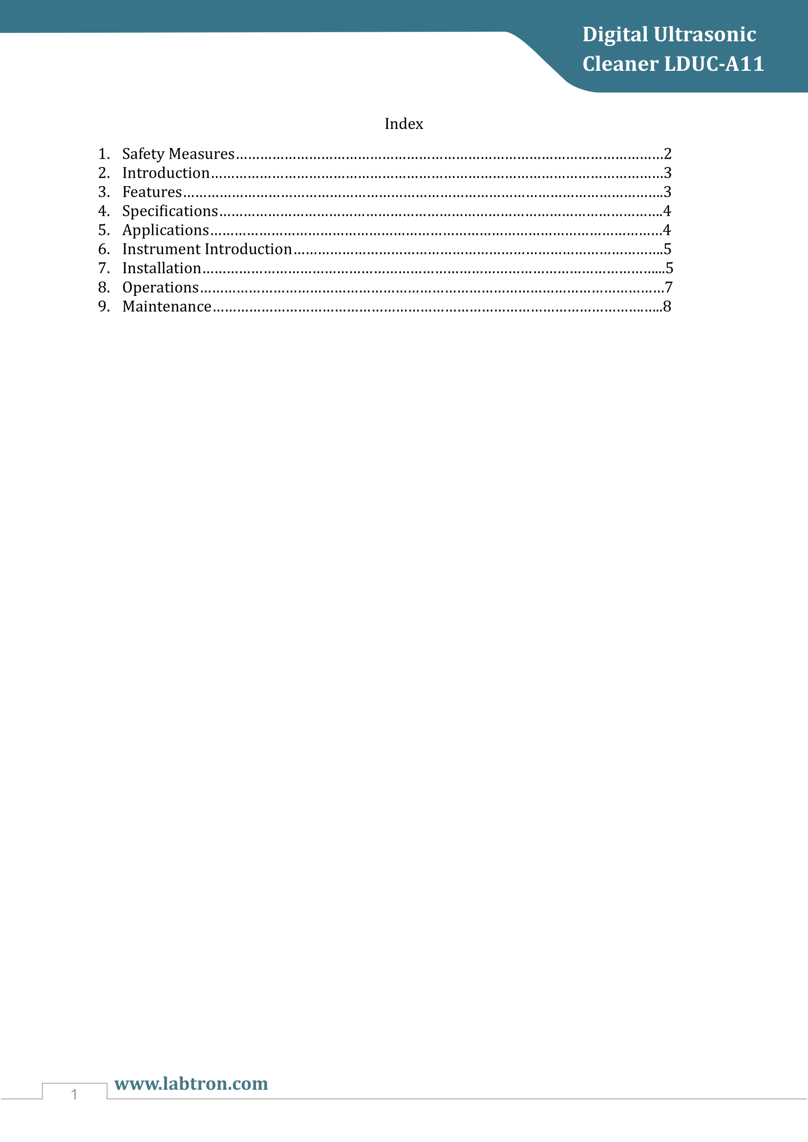 Digital Ultrasonic Cleaner LDUC-A11 Manual