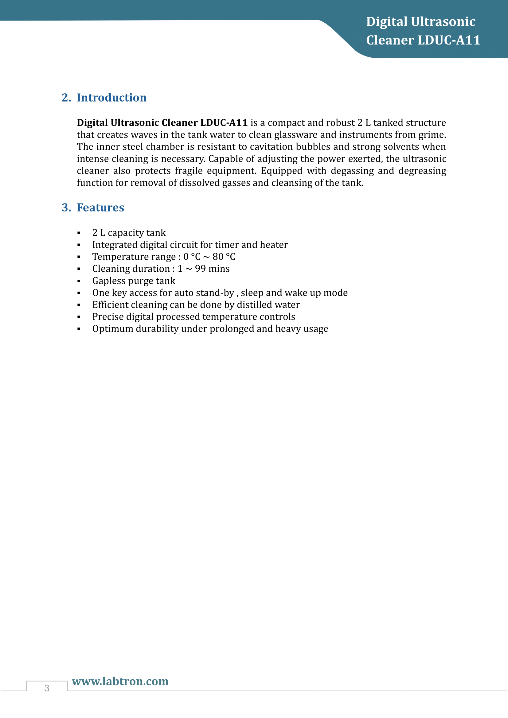 Digital Ultrasonic Cleaner LDUC-A11 Manual