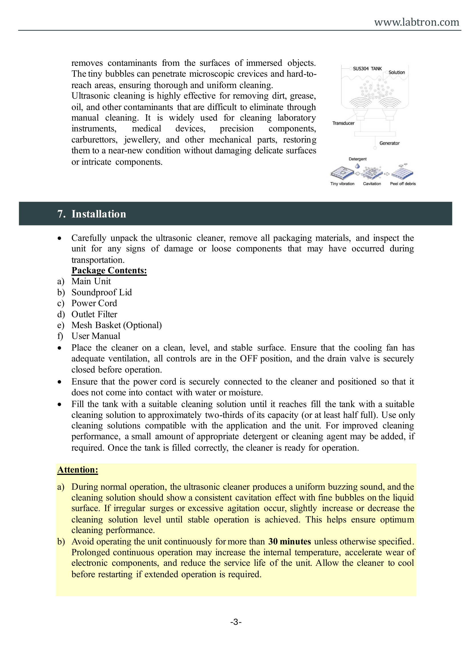 Digital Ultrasonic Cleaner LDUC-A23 Manual