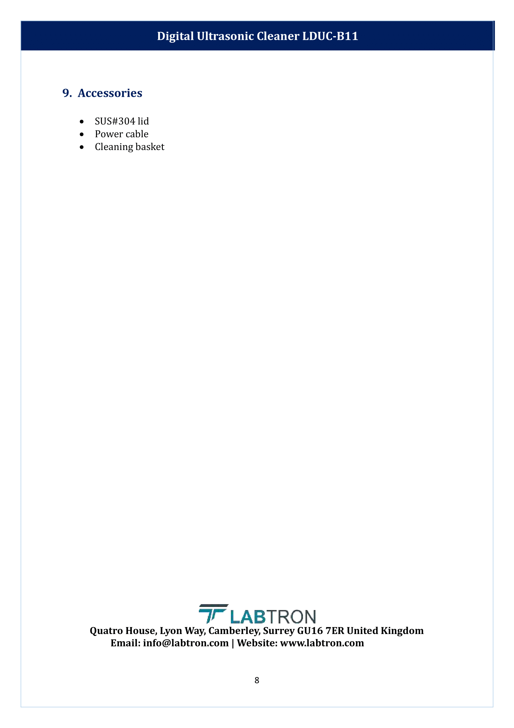 Digital Ultrasonic Cleaner LDUC-B11 Manual