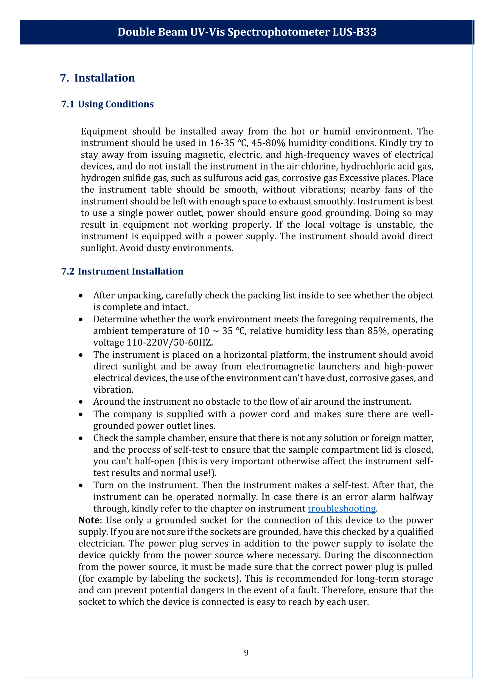 Double Beam UV-Vis Spectrophotometer LUS-B33 Manual