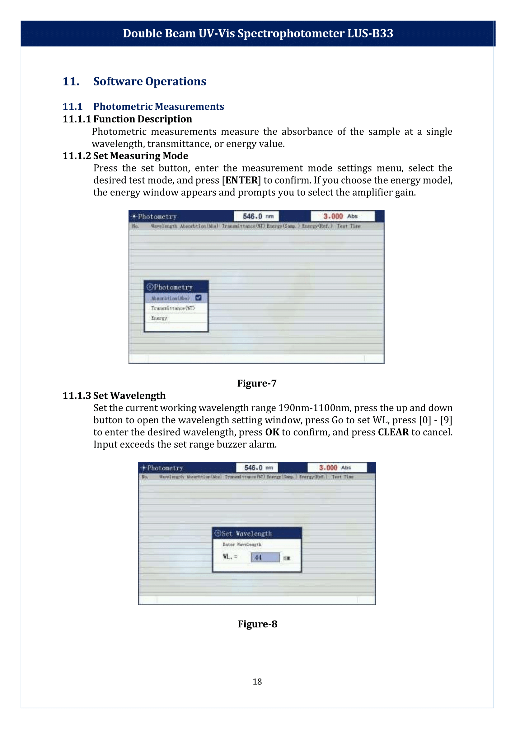 Double Beam UV-Vis Spectrophotometer LUS-B33 Manual