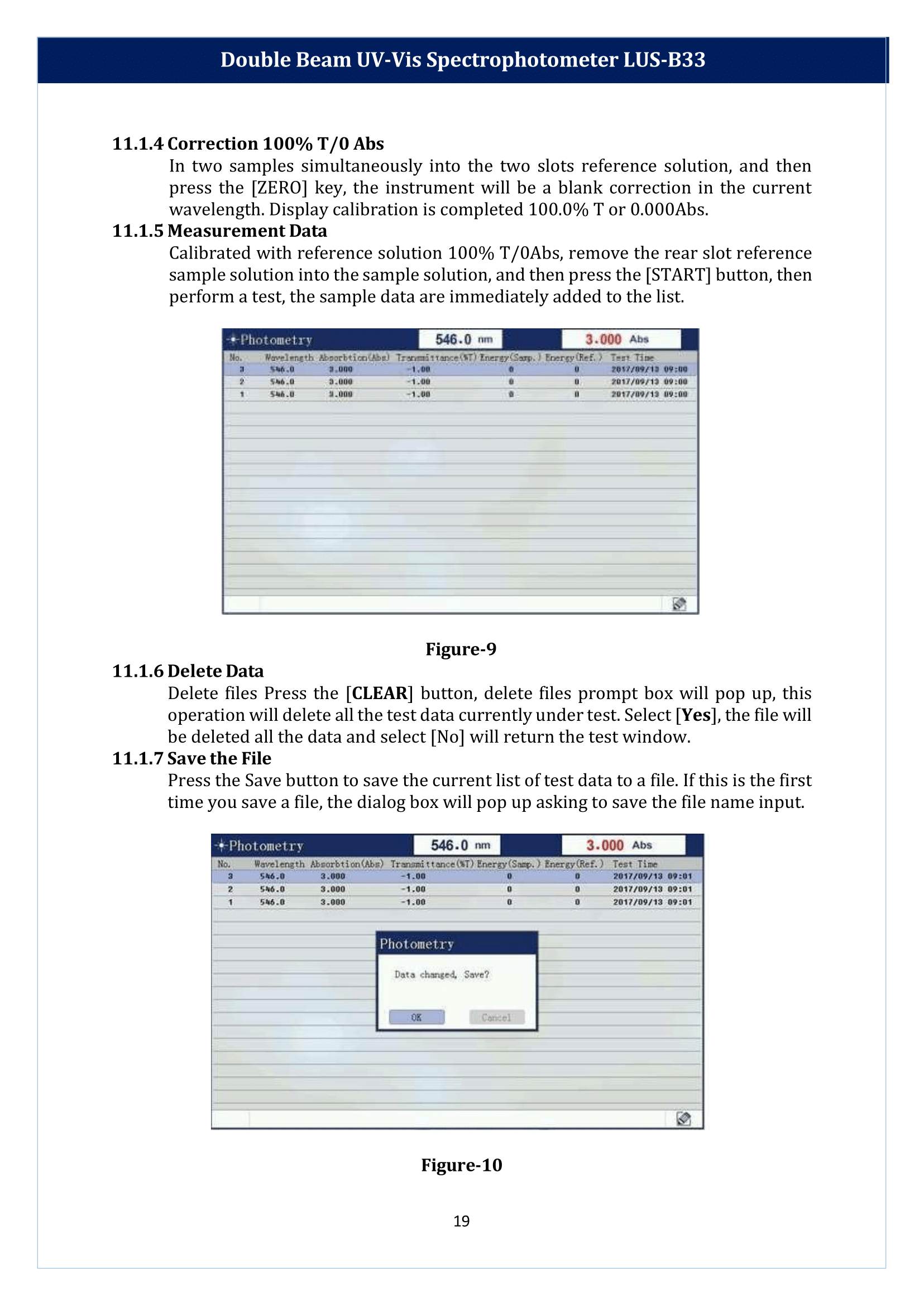 Double Beam UV-Vis Spectrophotometer LUS-B33 Manual